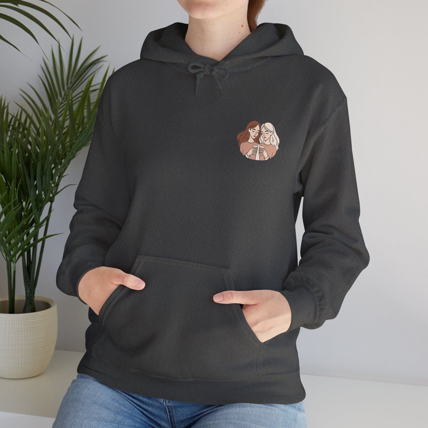 Cozy Hooded Sweatshirt with Artistic Design for Friends