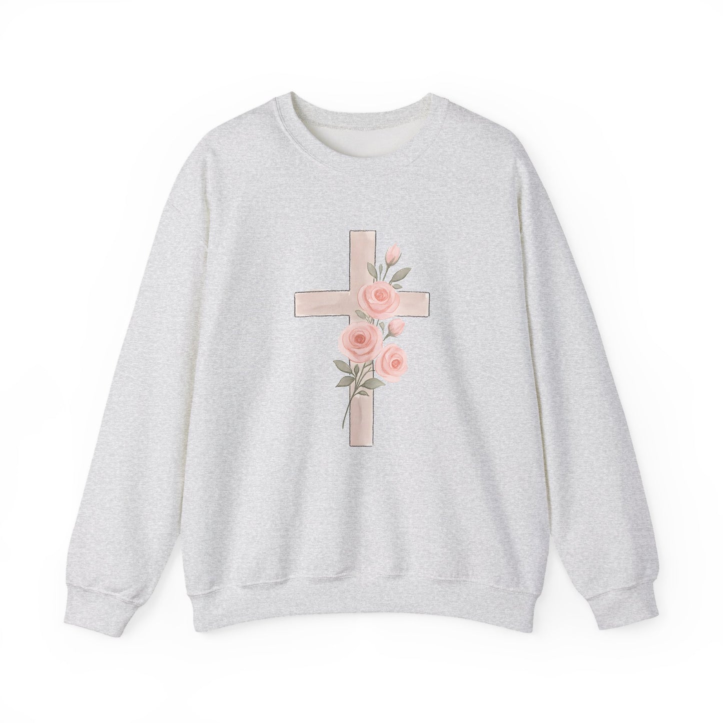 Cross and Christian Floral Crewneck Sweatshirt