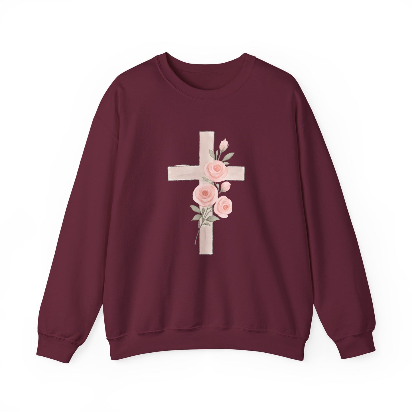 Cross and Christian Floral Crewneck Sweatshirt
