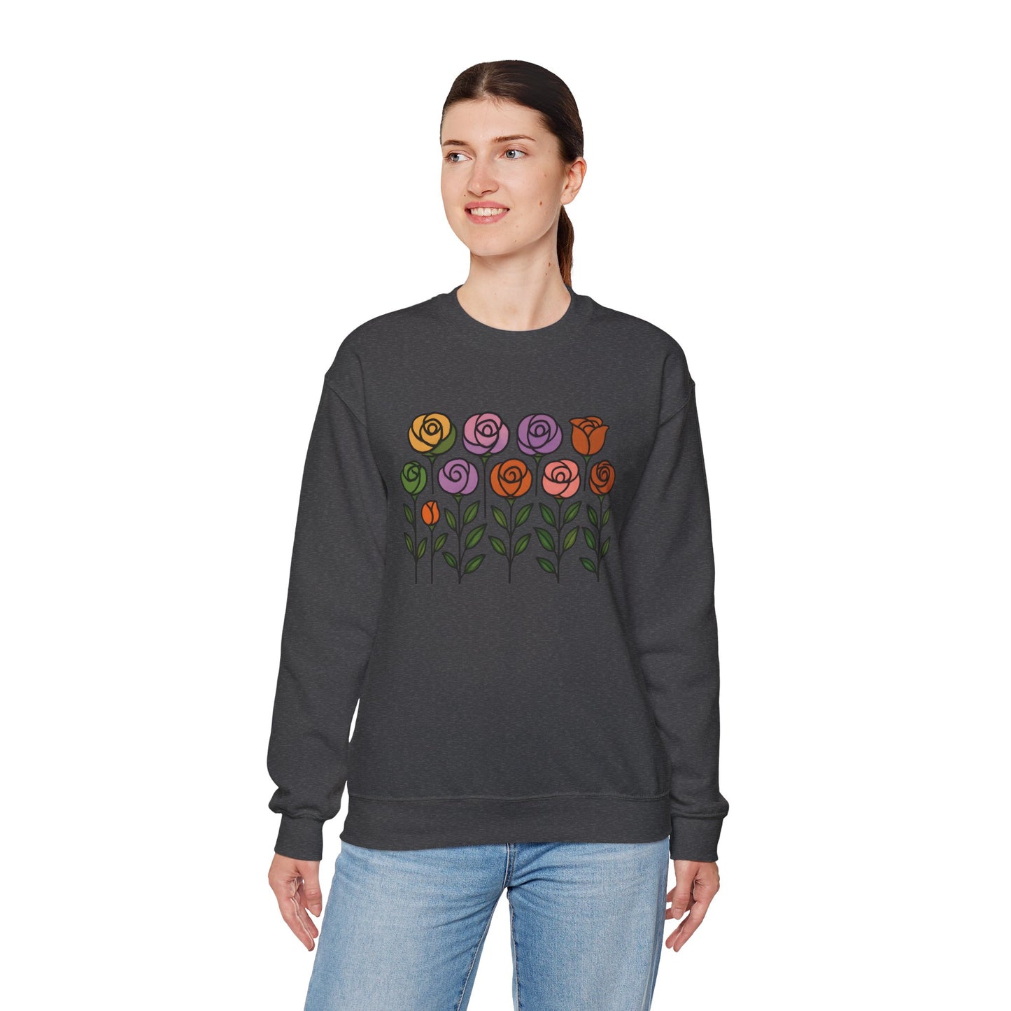 Floral Design Crewneck Sweatshirt