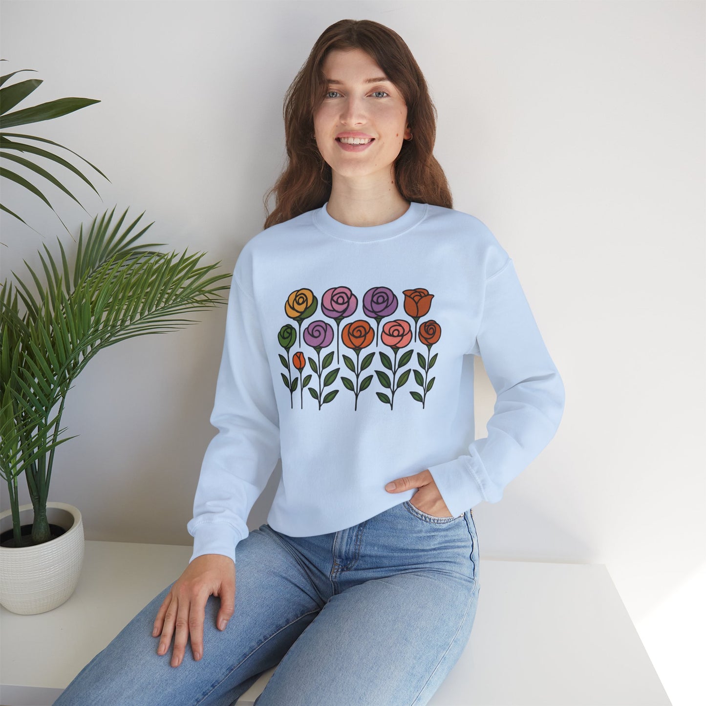 Floral Design Crewneck Sweatshirt