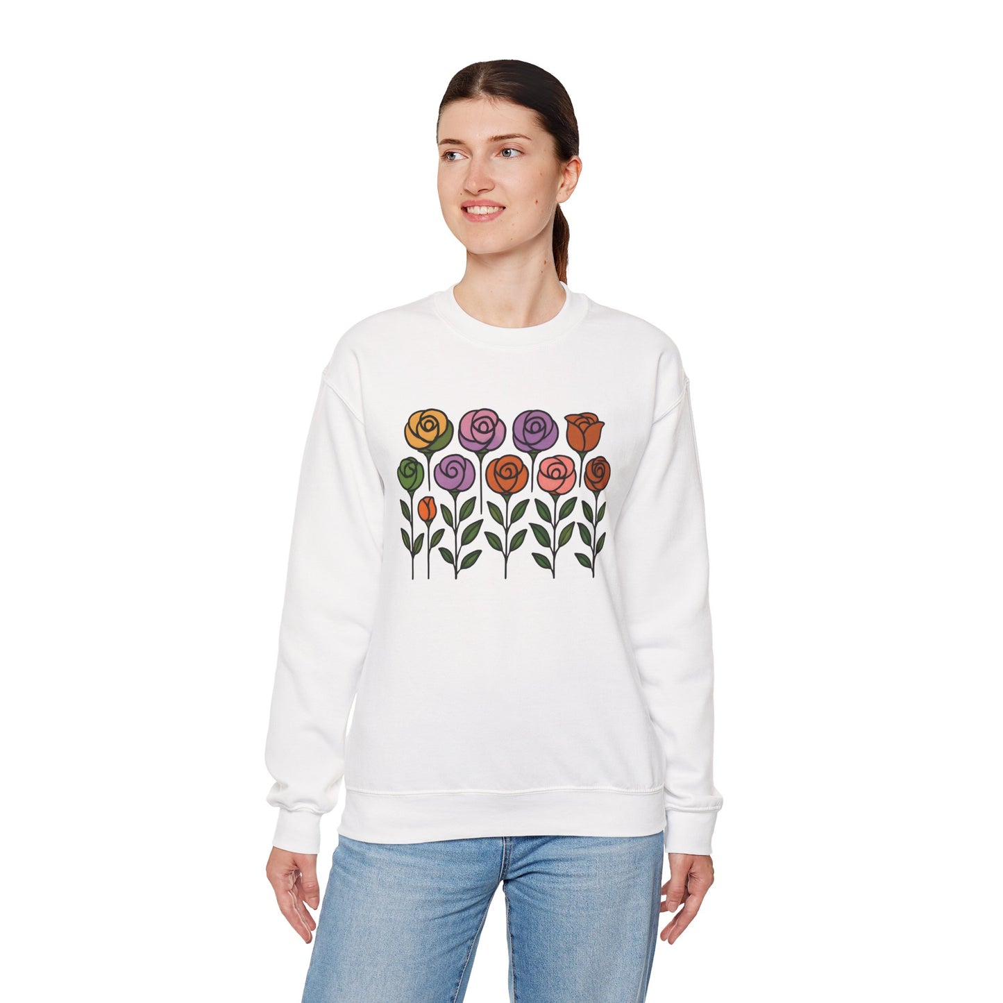 Floral Design Crewneck Sweatshirt