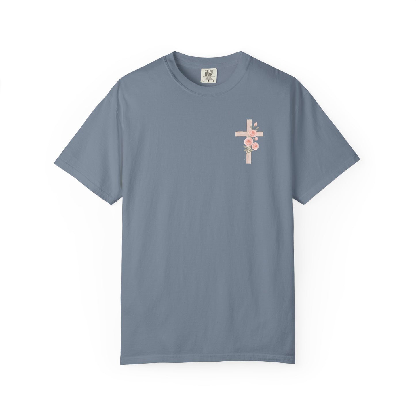 Floral Cross Unisex Garment-Dyed T-shirt