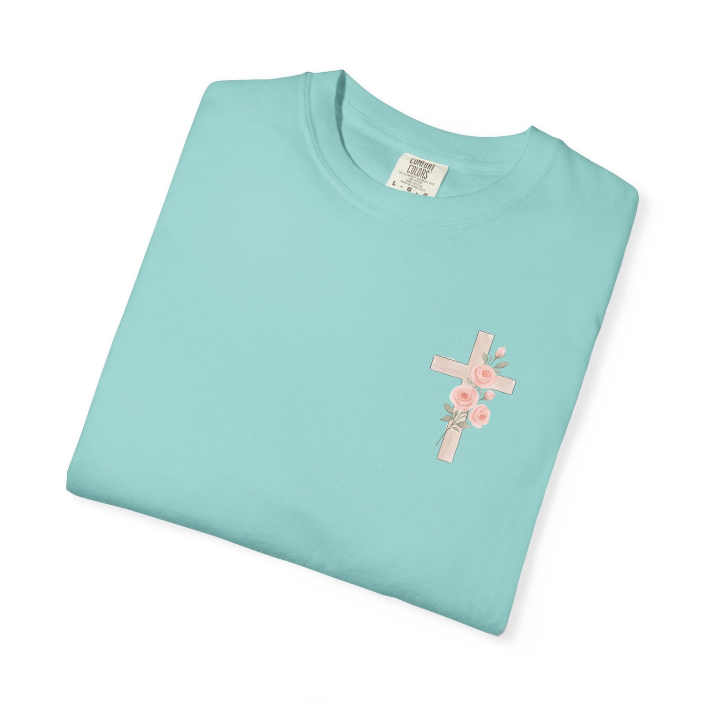 Floral Cross Unisex Garment-Dyed T-shirt