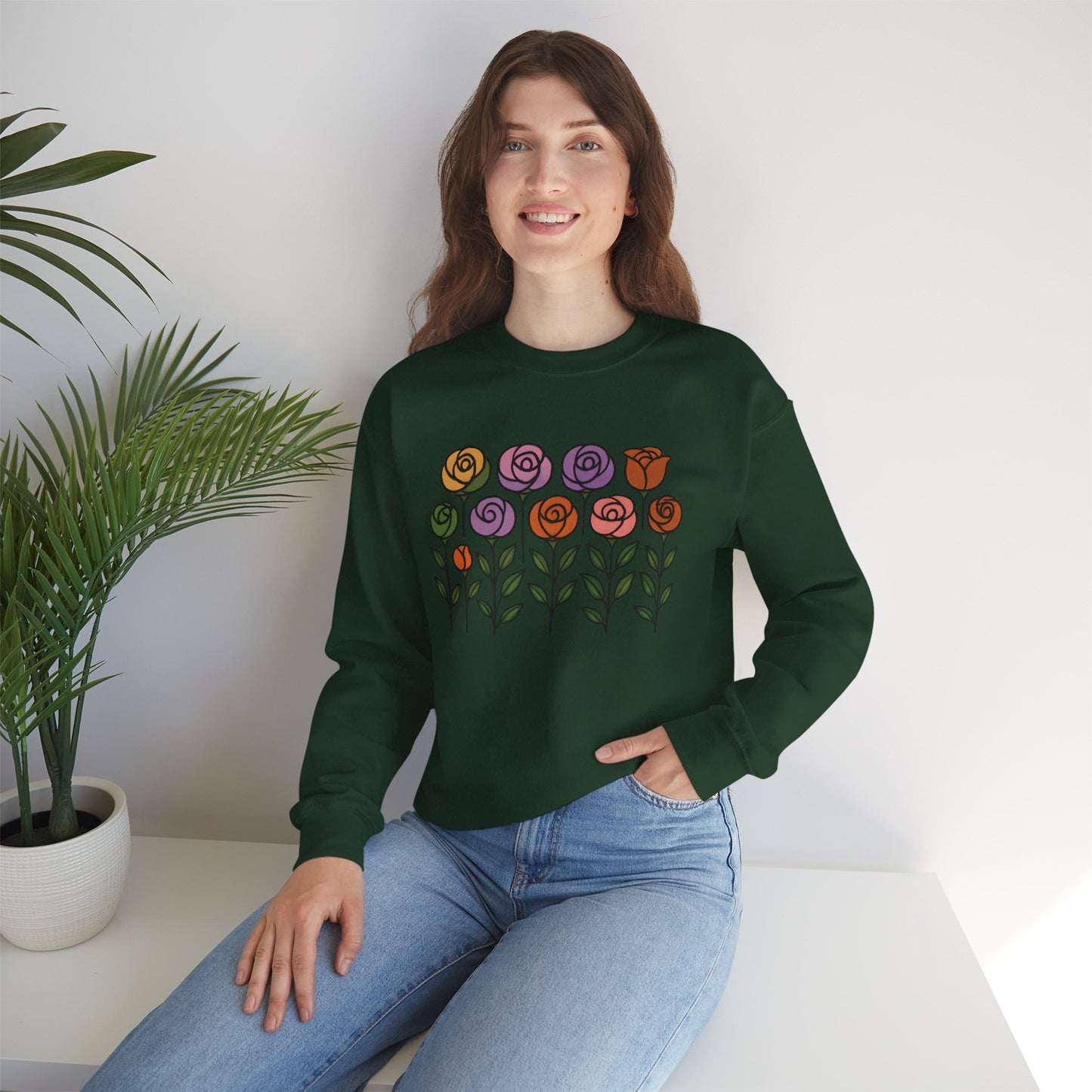 Floral Design Crewneck Sweatshirt