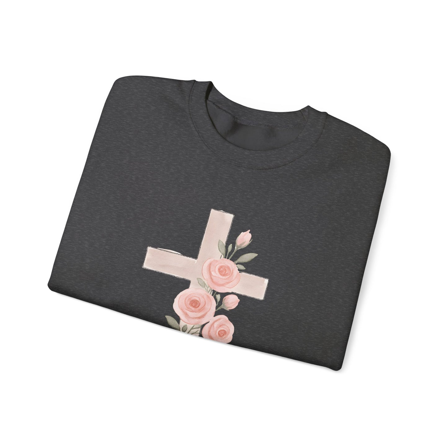 Cross and Christian Floral Crewneck Sweatshirt