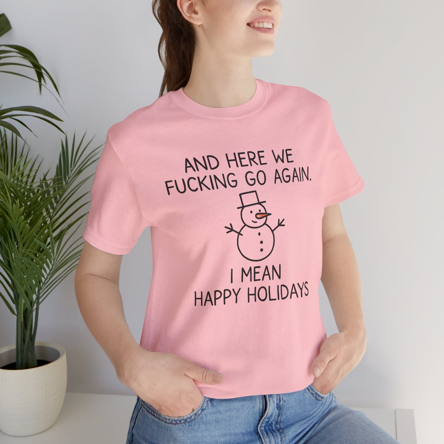 Snowman, Humorous Holiday Tee, Funny Christmas Shirt, Unisex Jersey Tee, Winter Greetings T-Shirt, Holiday Humor Gift
