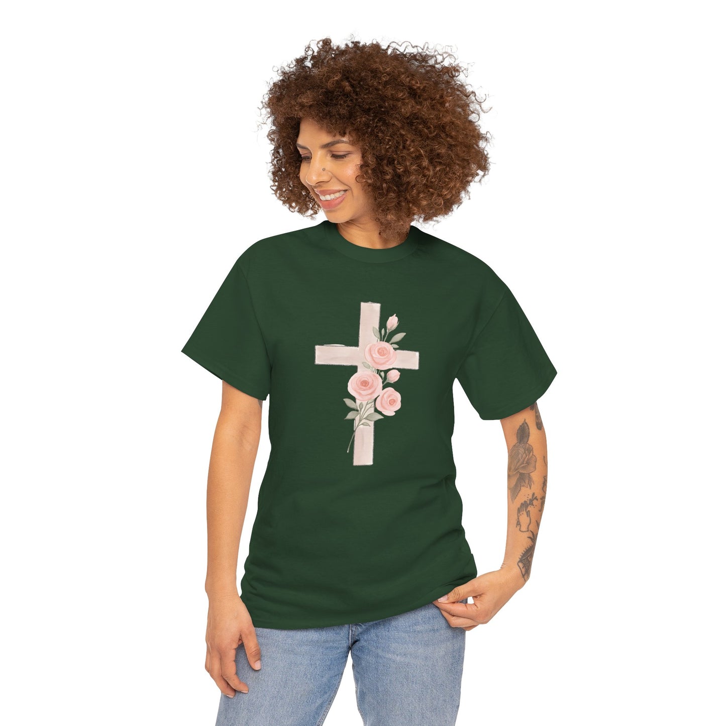 Floral Cross Tee, Christian T-Shirt