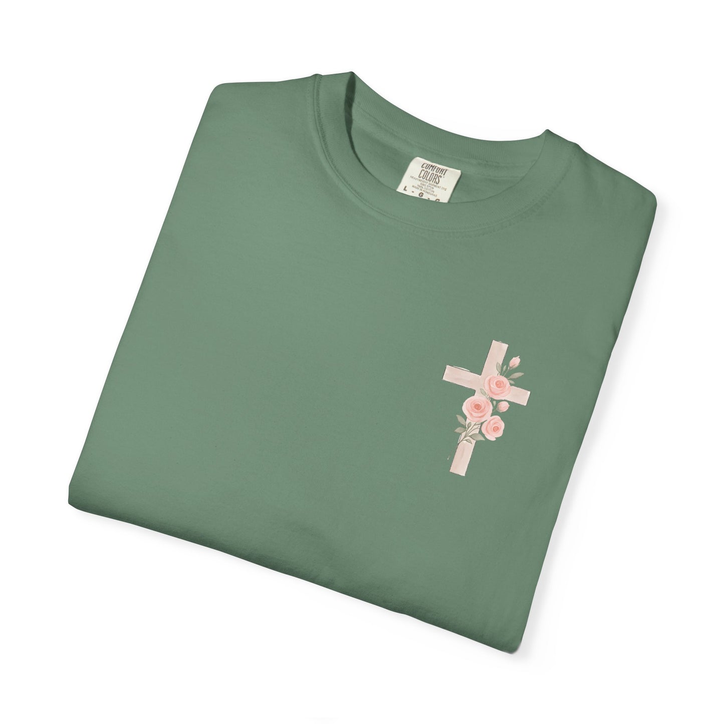 Floral Cross Unisex Garment-Dyed T-shirt
