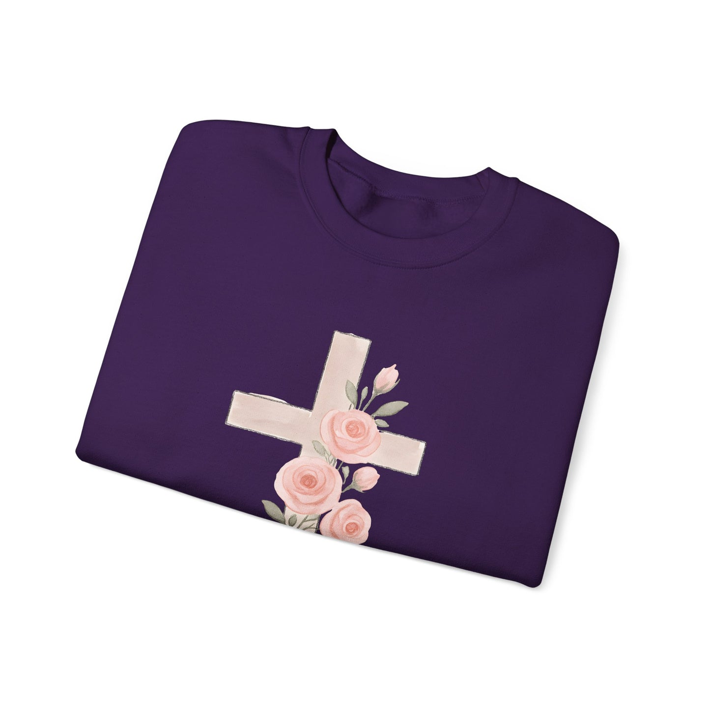 Cross and Christian Floral Crewneck Sweatshirt