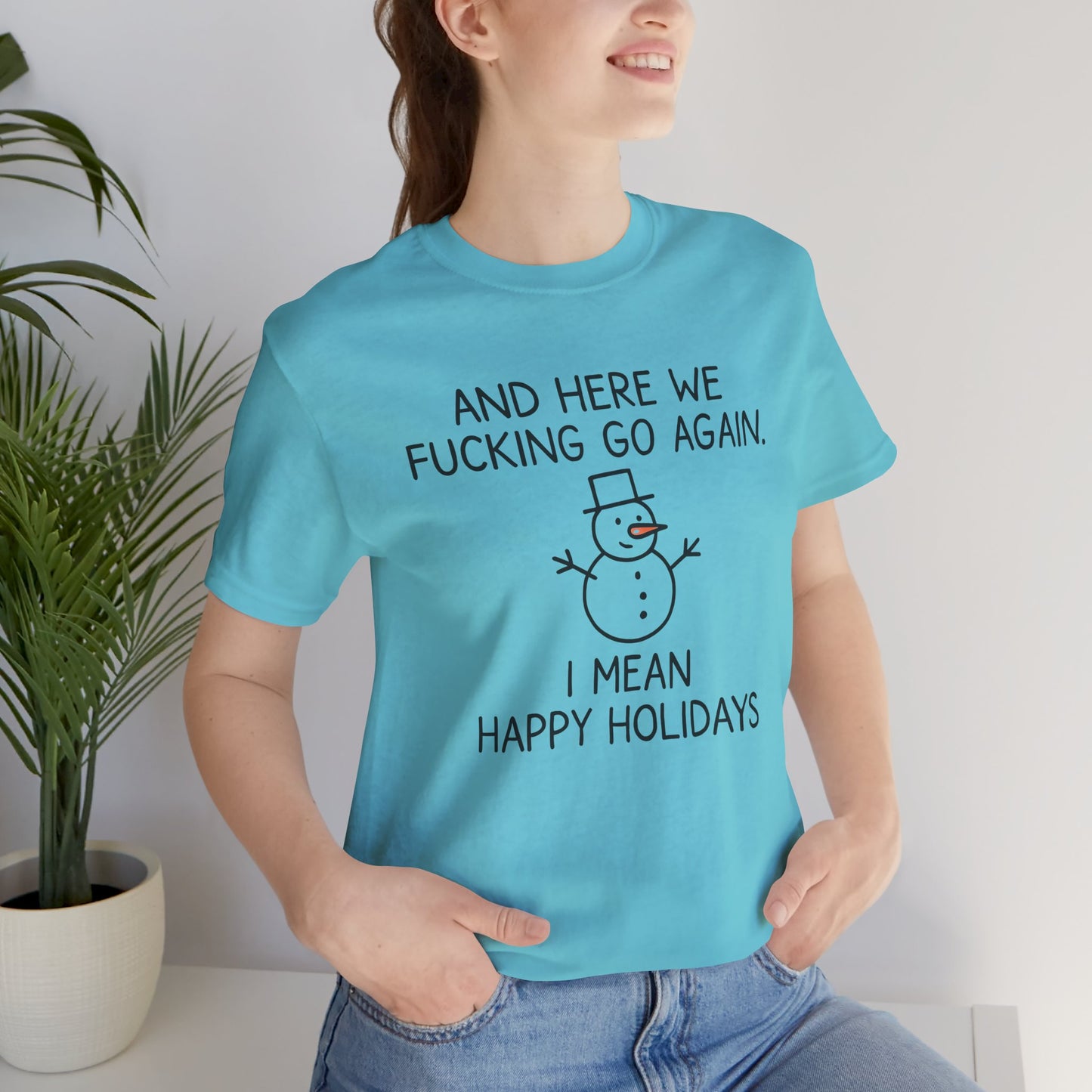 Snowman, Humorous Holiday Tee, Funny Christmas Shirt, Unisex Jersey Tee, Winter Greetings T-Shirt, Holiday Humor Gift