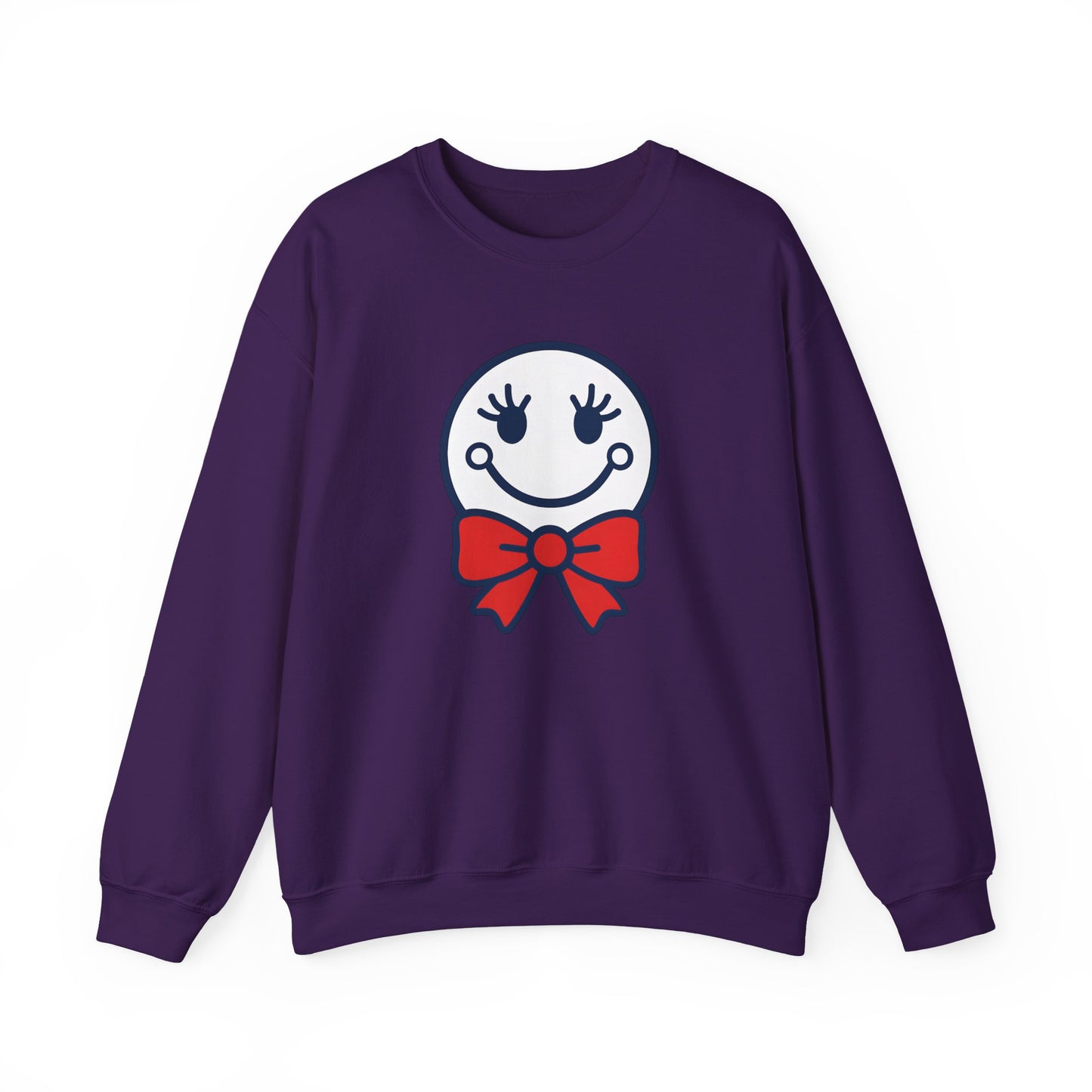 Cute Smiley with Red Croquet Bow Face Sweatshirt