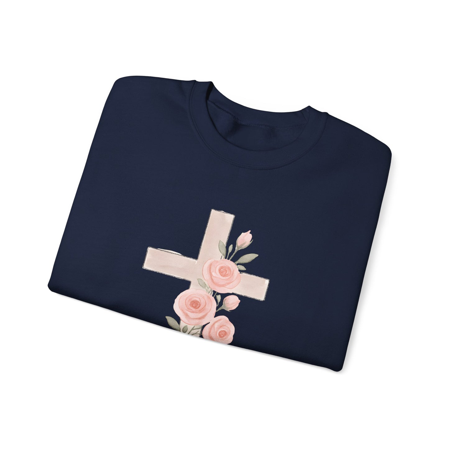 Cross and Christian Floral Crewneck Sweatshirt