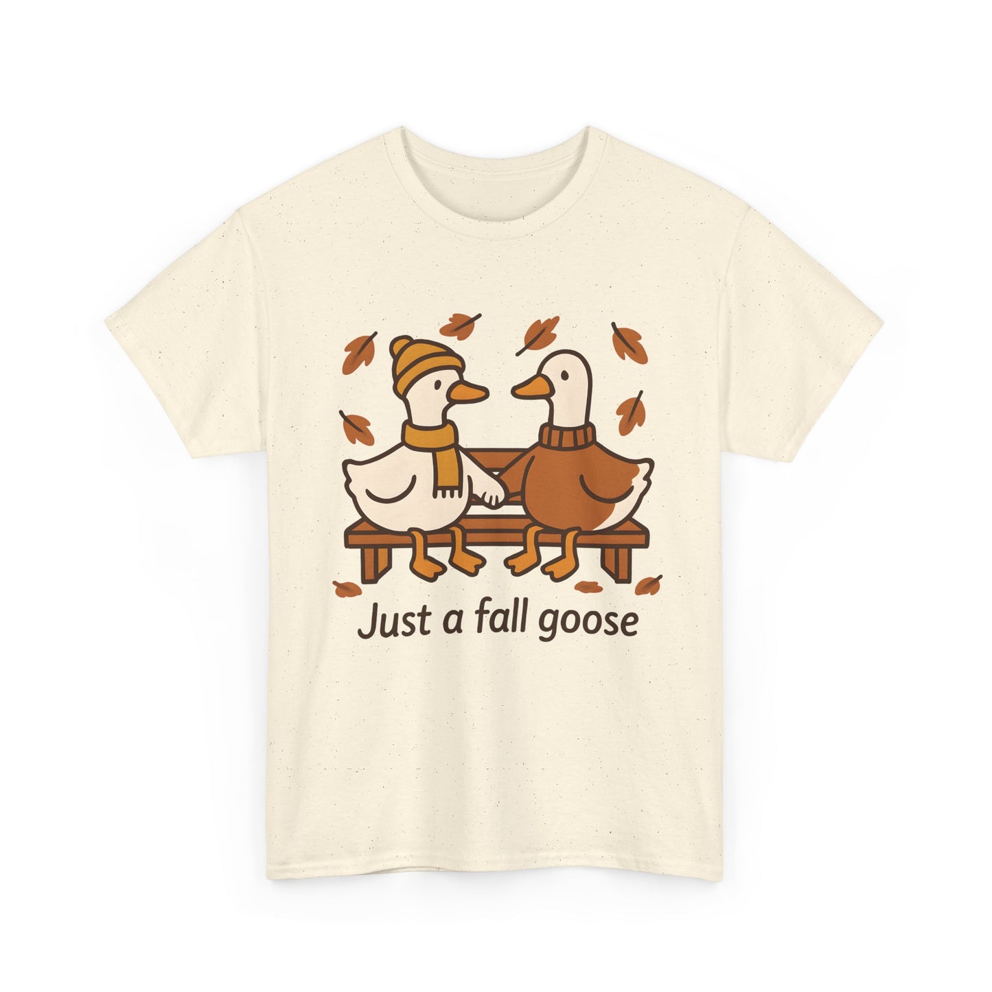Fall Couple Goose Tee, Autumn-Themed Heavy Cotton Tee