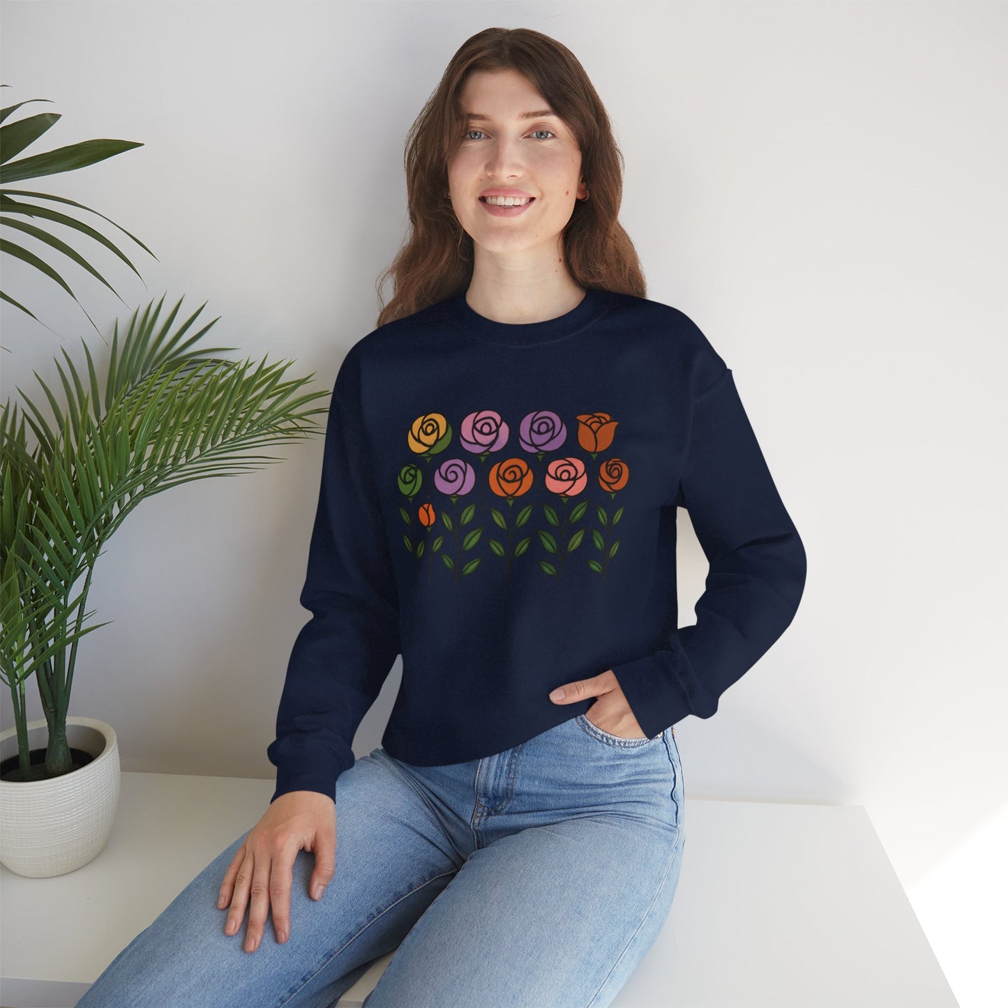 Floral Design Crewneck Sweatshirt
