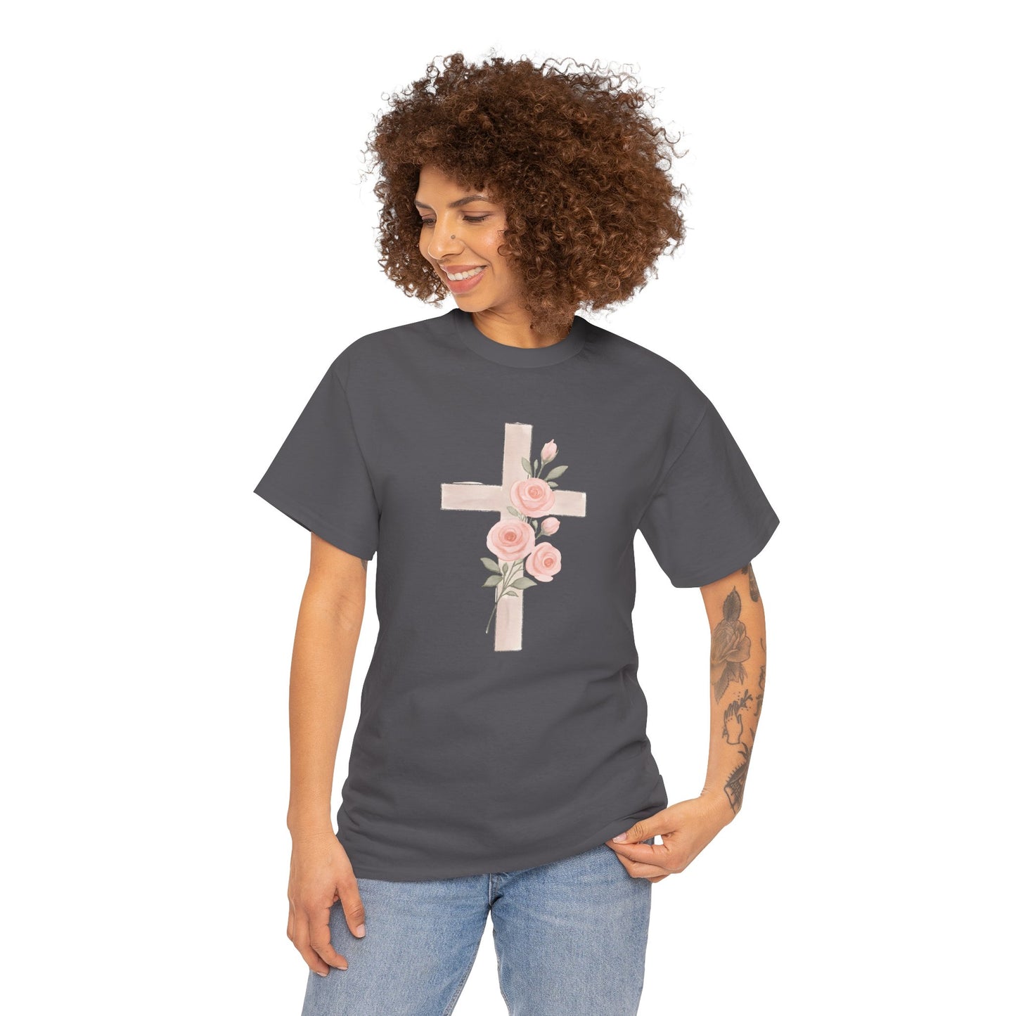 Floral Cross Tee, Christian T-Shirt