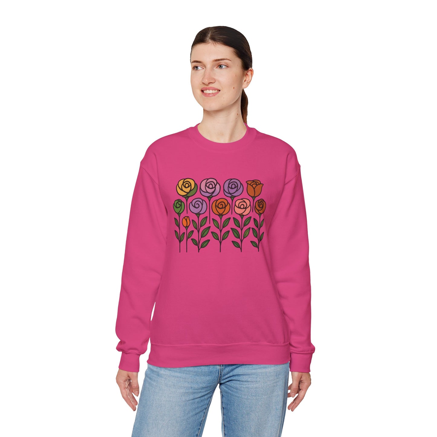 Floral Design Crewneck Sweatshirt