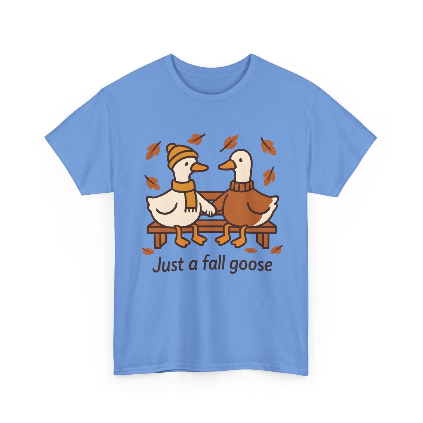Fall Couple Goose Tee, Autumn-Themed Heavy Cotton Tee