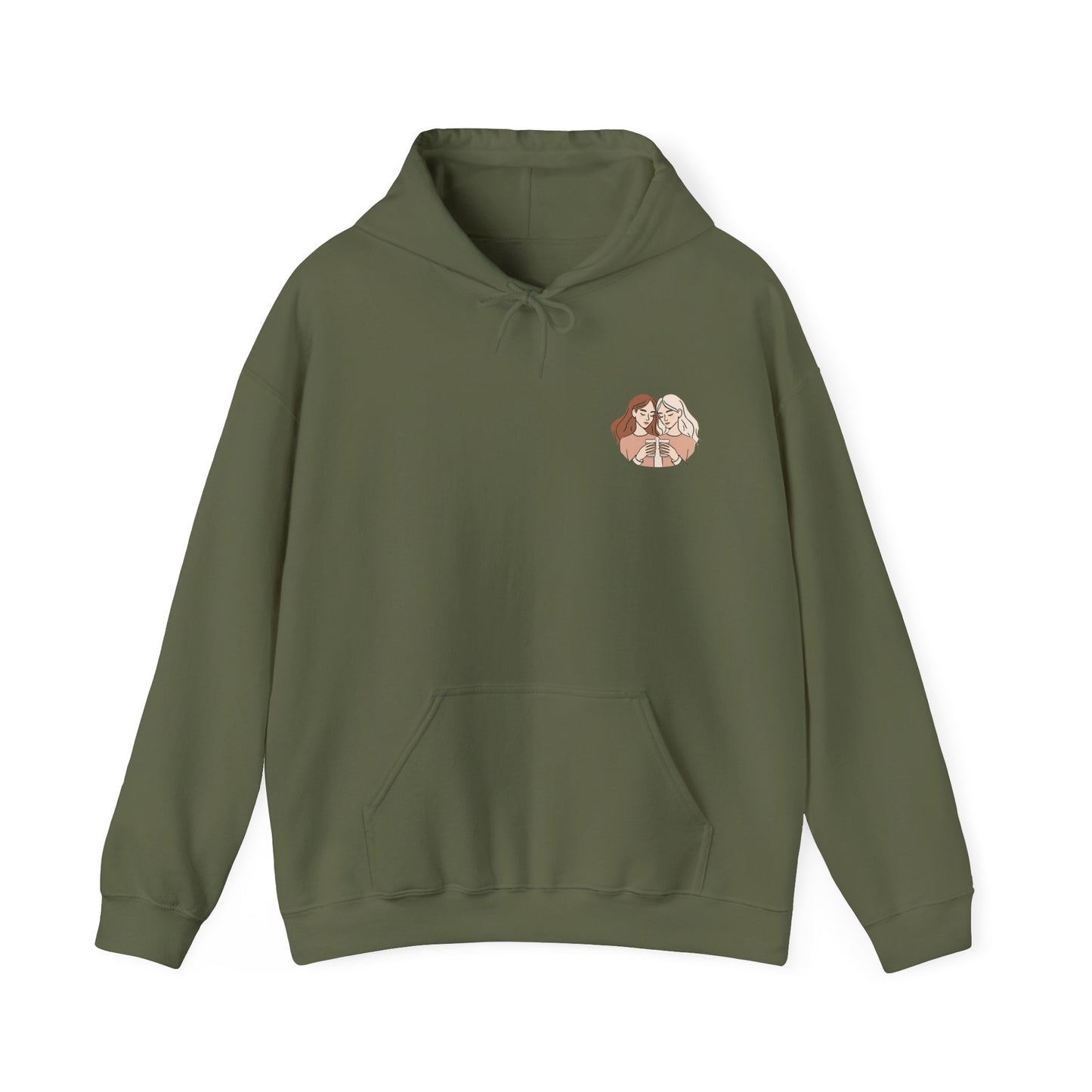 Cozy Hooded Sweatshirt with Artistic Design for Friends