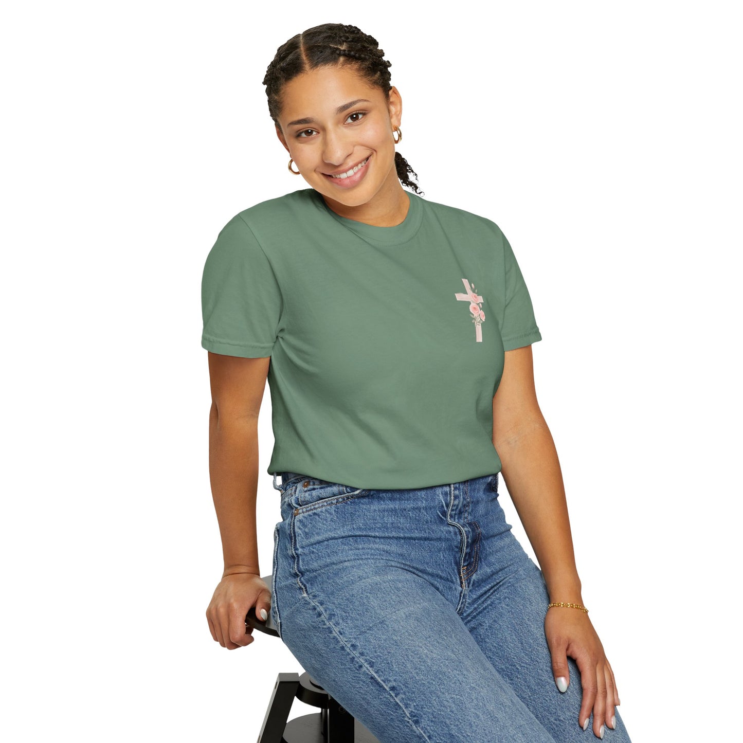 Floral Cross Unisex Garment-Dyed T-shirt