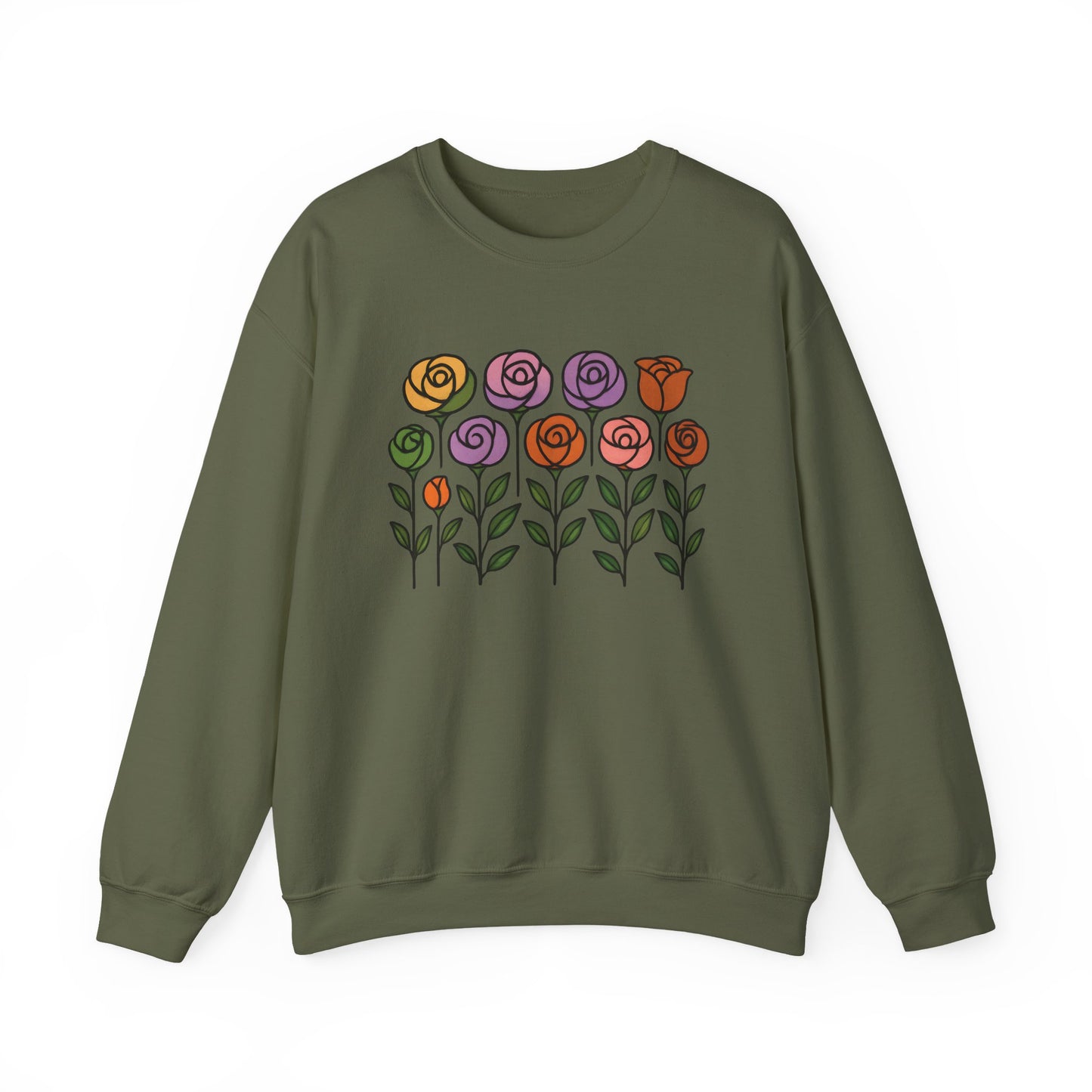 Floral Design Crewneck Sweatshirt