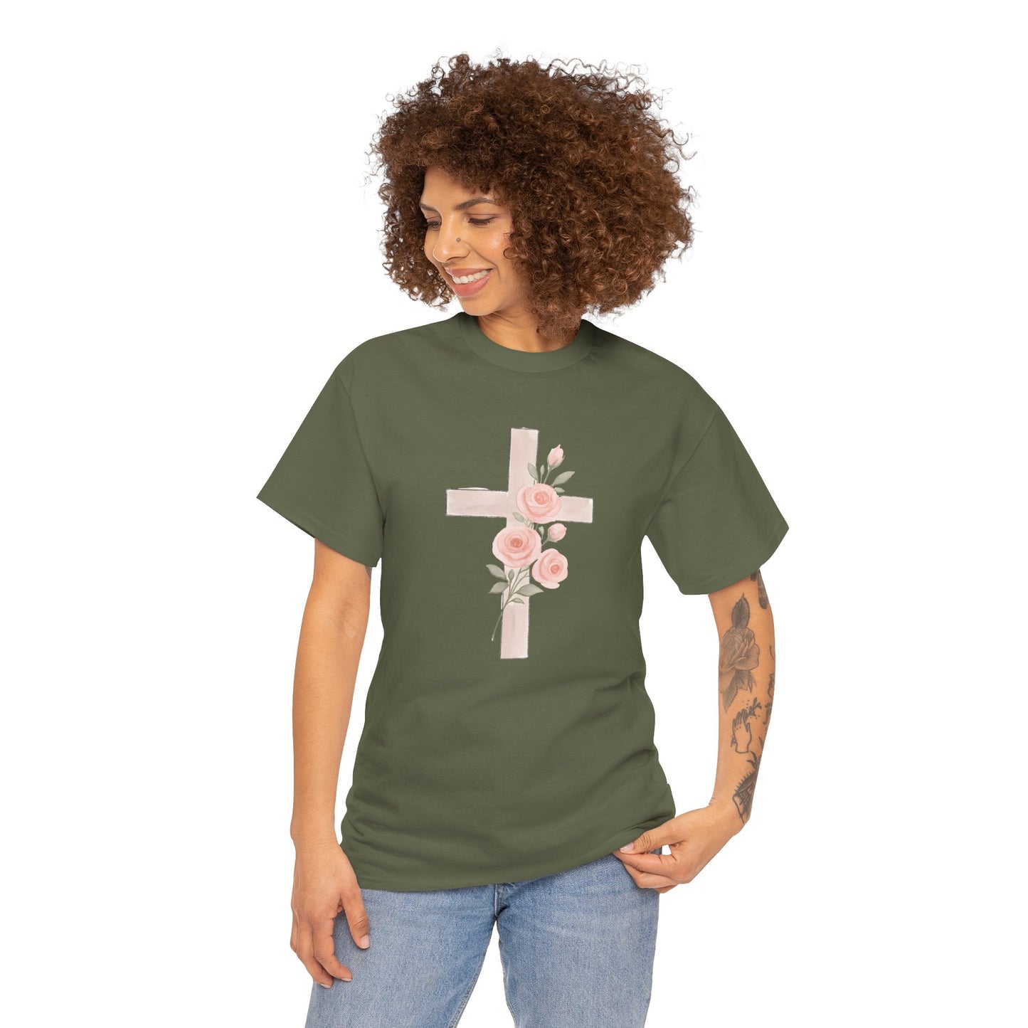 Floral Cross Tee, Christian T-Shirt