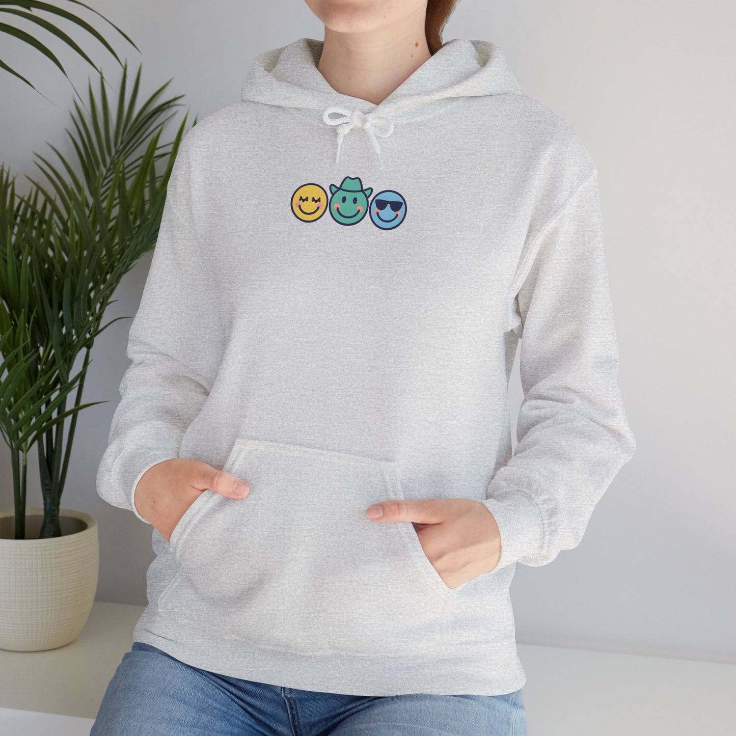 Chill Vibes Hoodie: Unisex Heavy Blend Sweatshirt with Fun Emoji Design