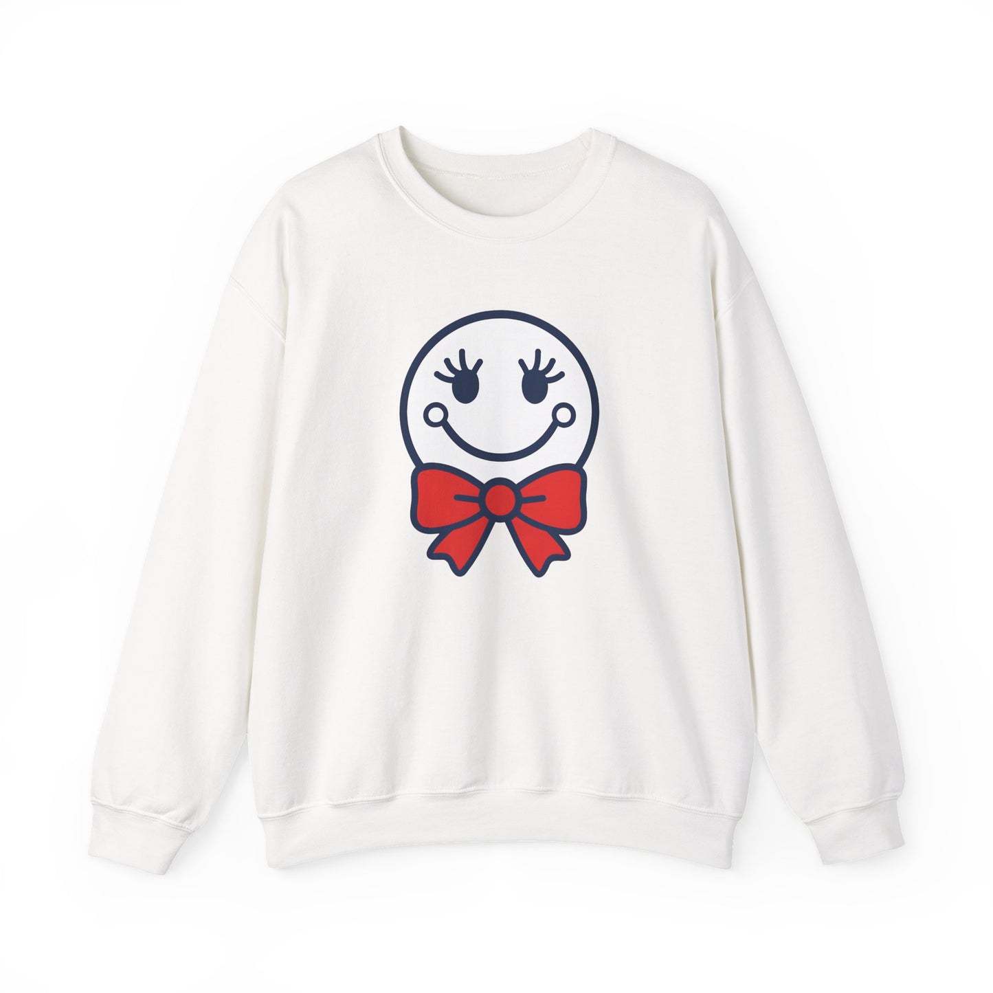 Cute Smiley with Red Croquet Bow Face Sweatshirt