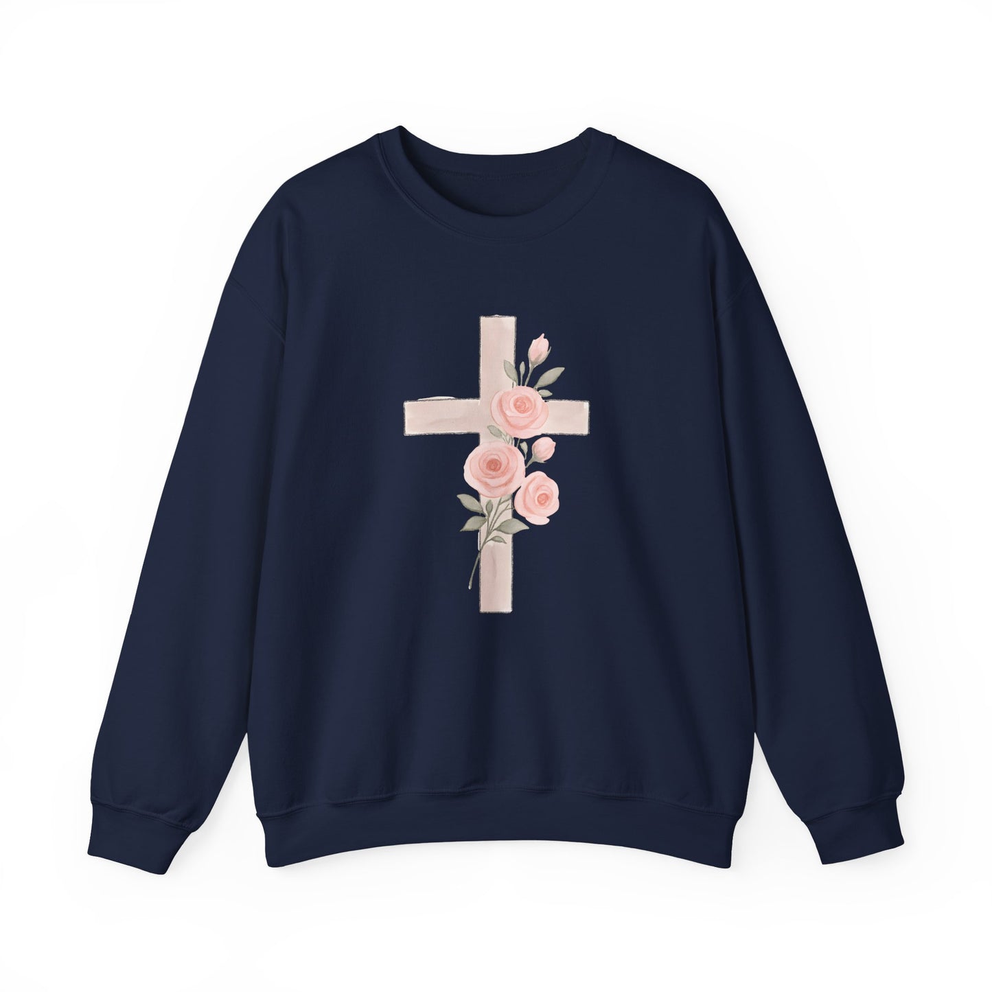 Cross and Christian Floral Crewneck Sweatshirt