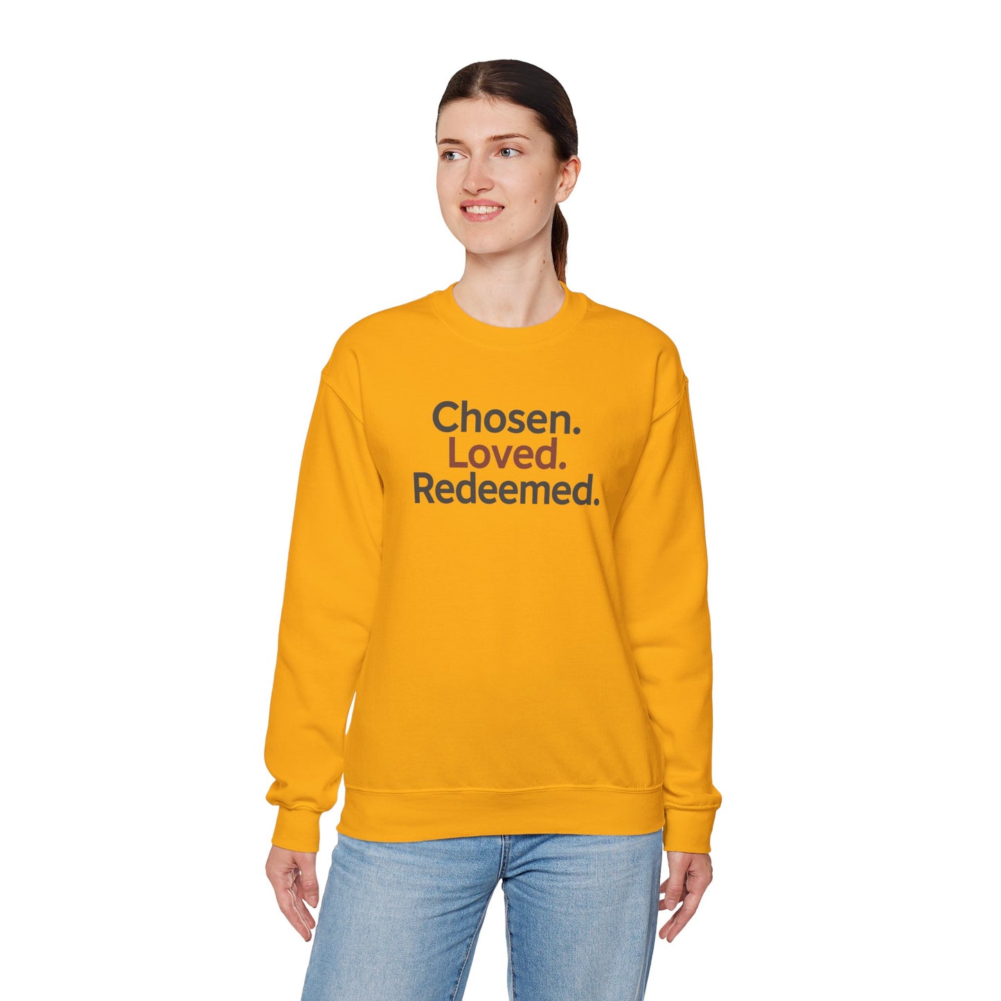 Chosen Loved Redeemed Inspirational Crewneck Sweatshirt