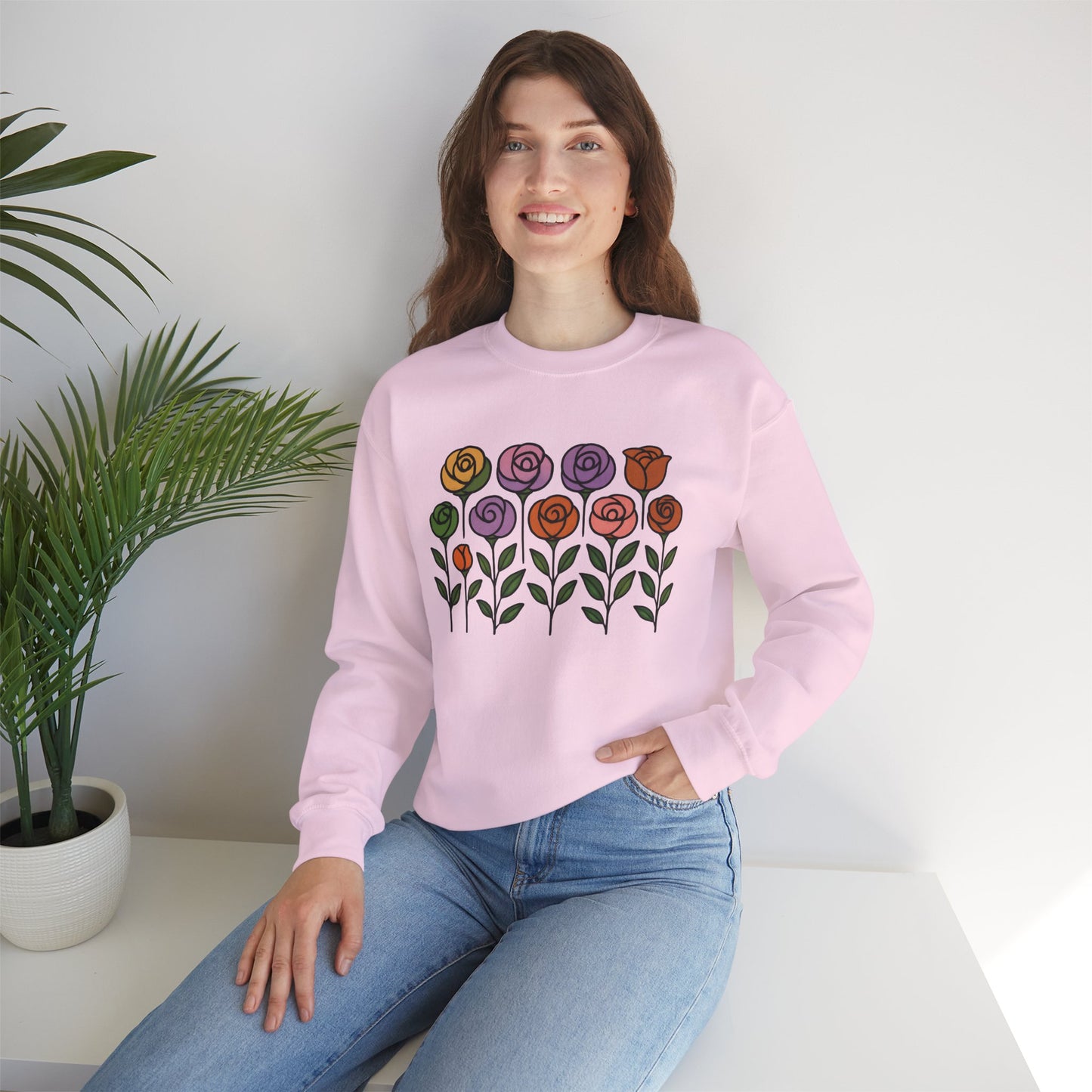 Floral Design Crewneck Sweatshirt