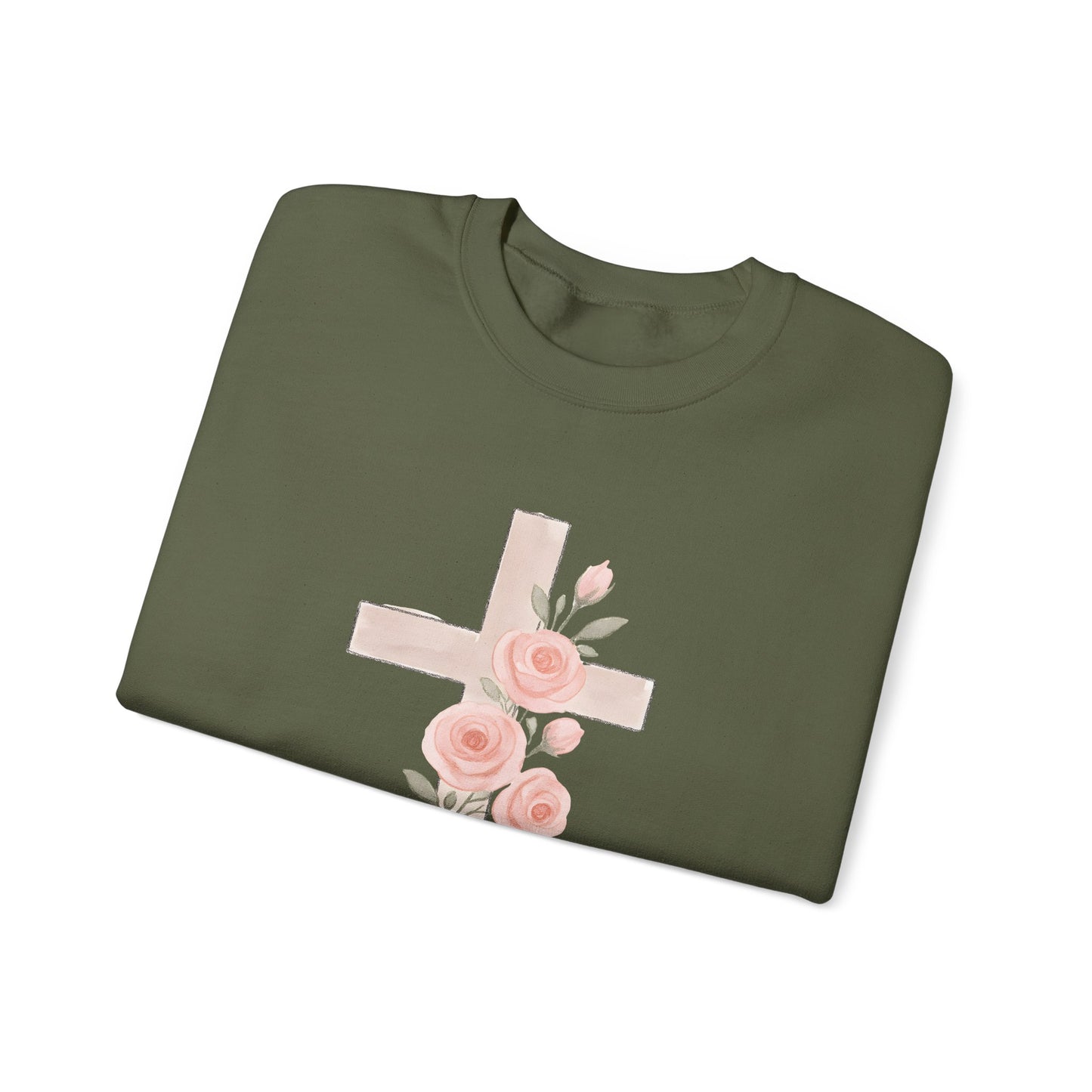 Cross and Christian Floral Crewneck Sweatshirt