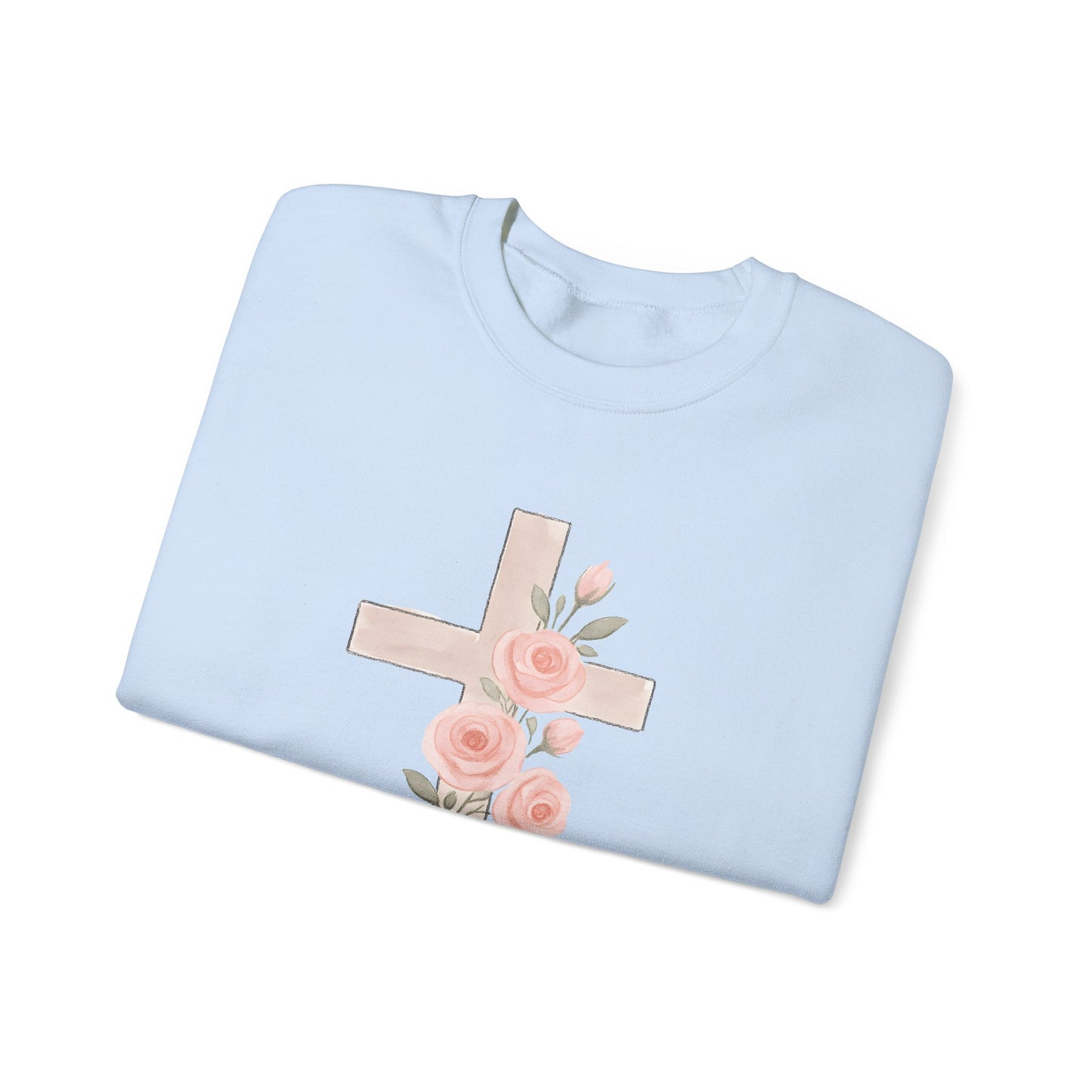 Cross and Christian Floral Crewneck Sweatshirt