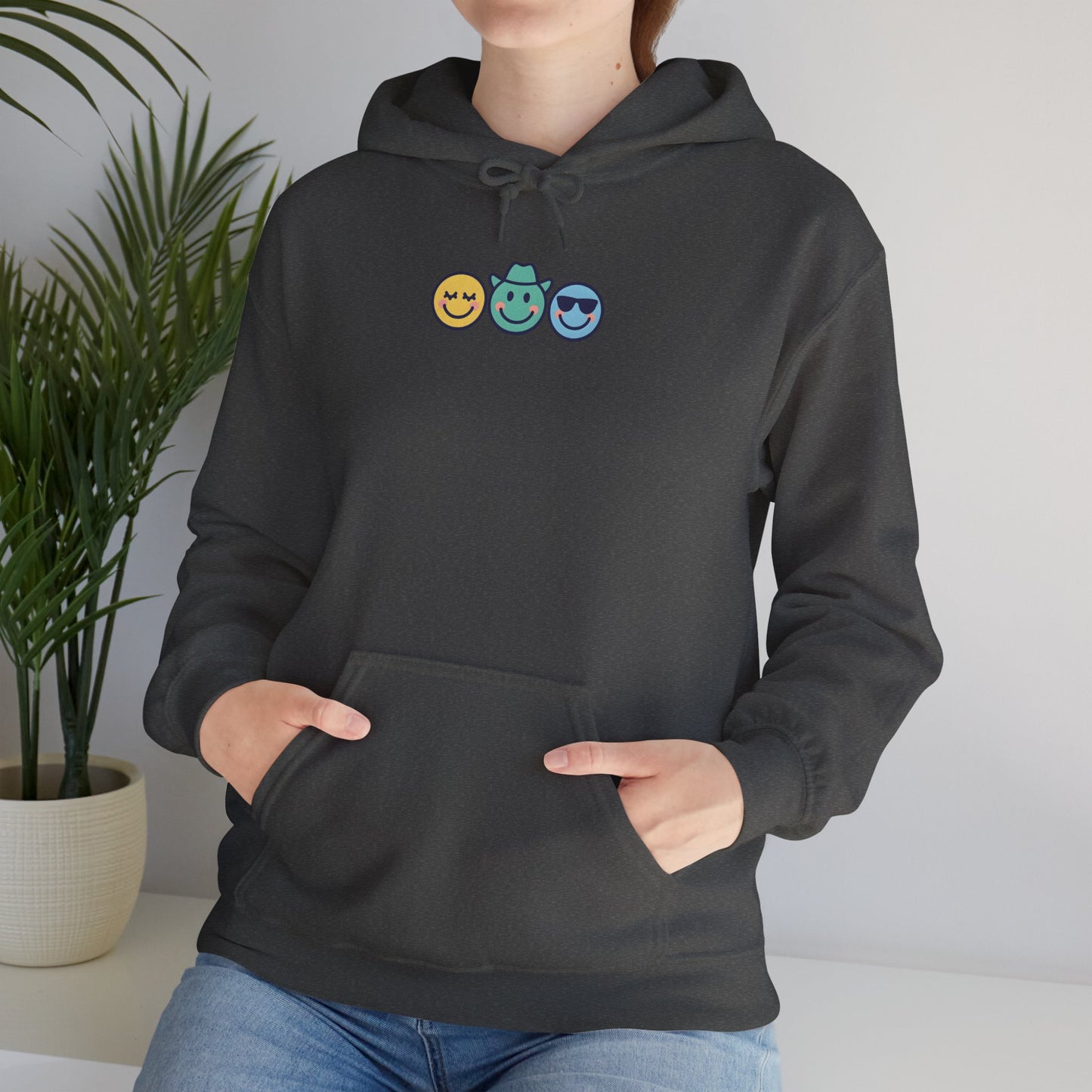 Chill Vibes Hoodie: Unisex Heavy Blend Sweatshirt with Fun Emoji Design