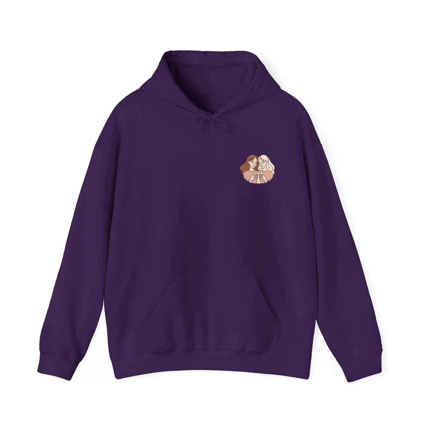 Cozy Hooded Sweatshirt with Artistic Design for Friends