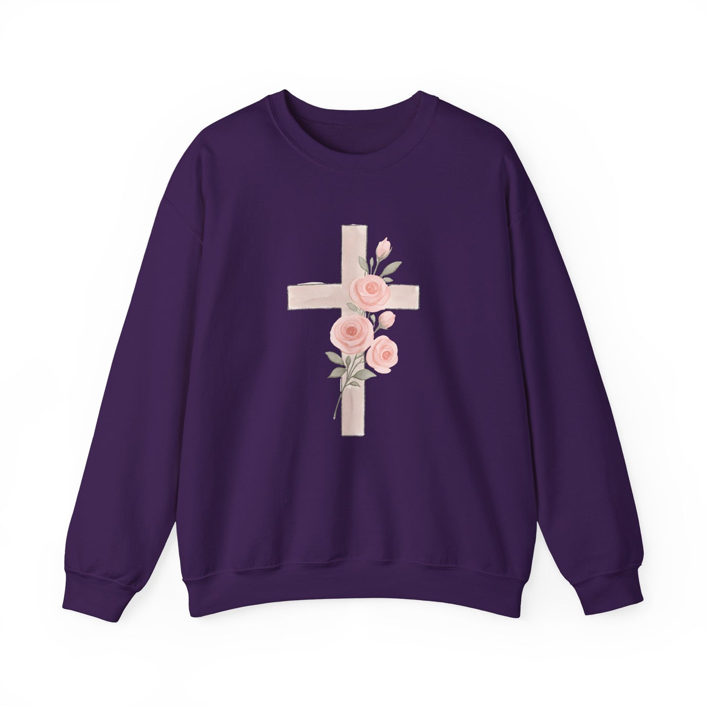 Cross and Christian Floral Crewneck Sweatshirt