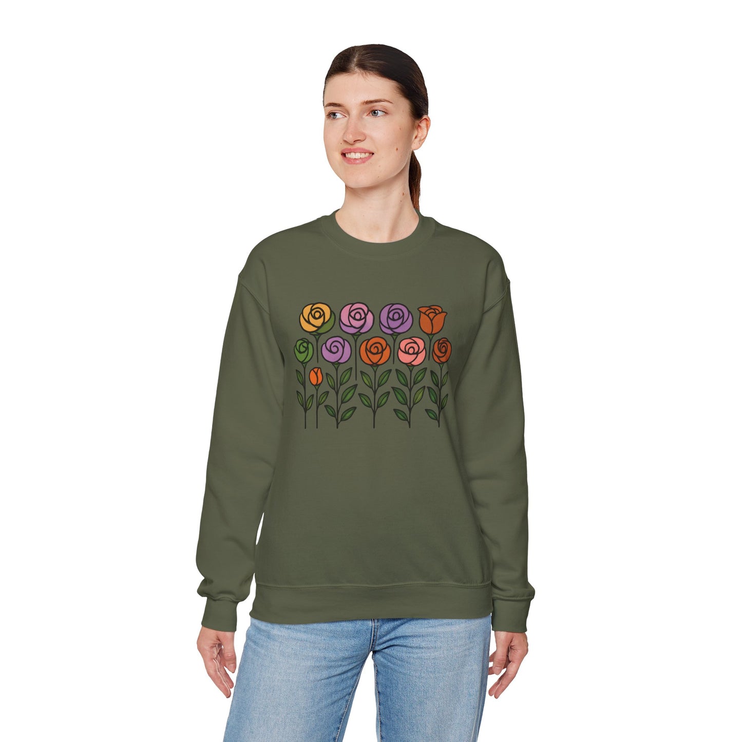 Floral Design Crewneck Sweatshirt