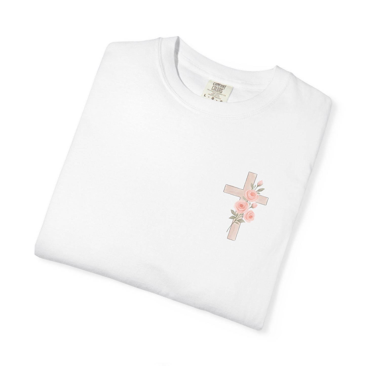Floral Cross Unisex Garment-Dyed T-shirt