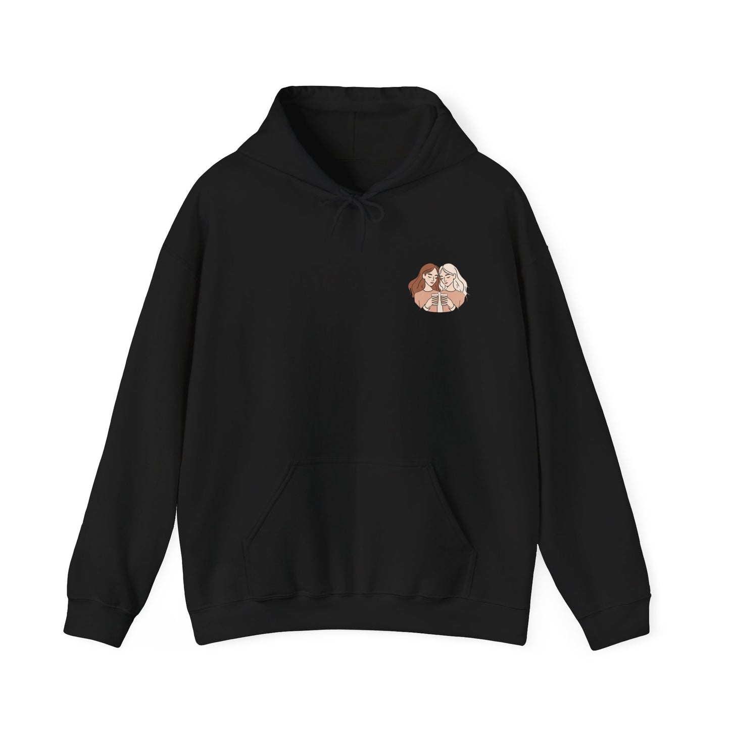 Cozy Hooded Sweatshirt with Artistic Design for Friends