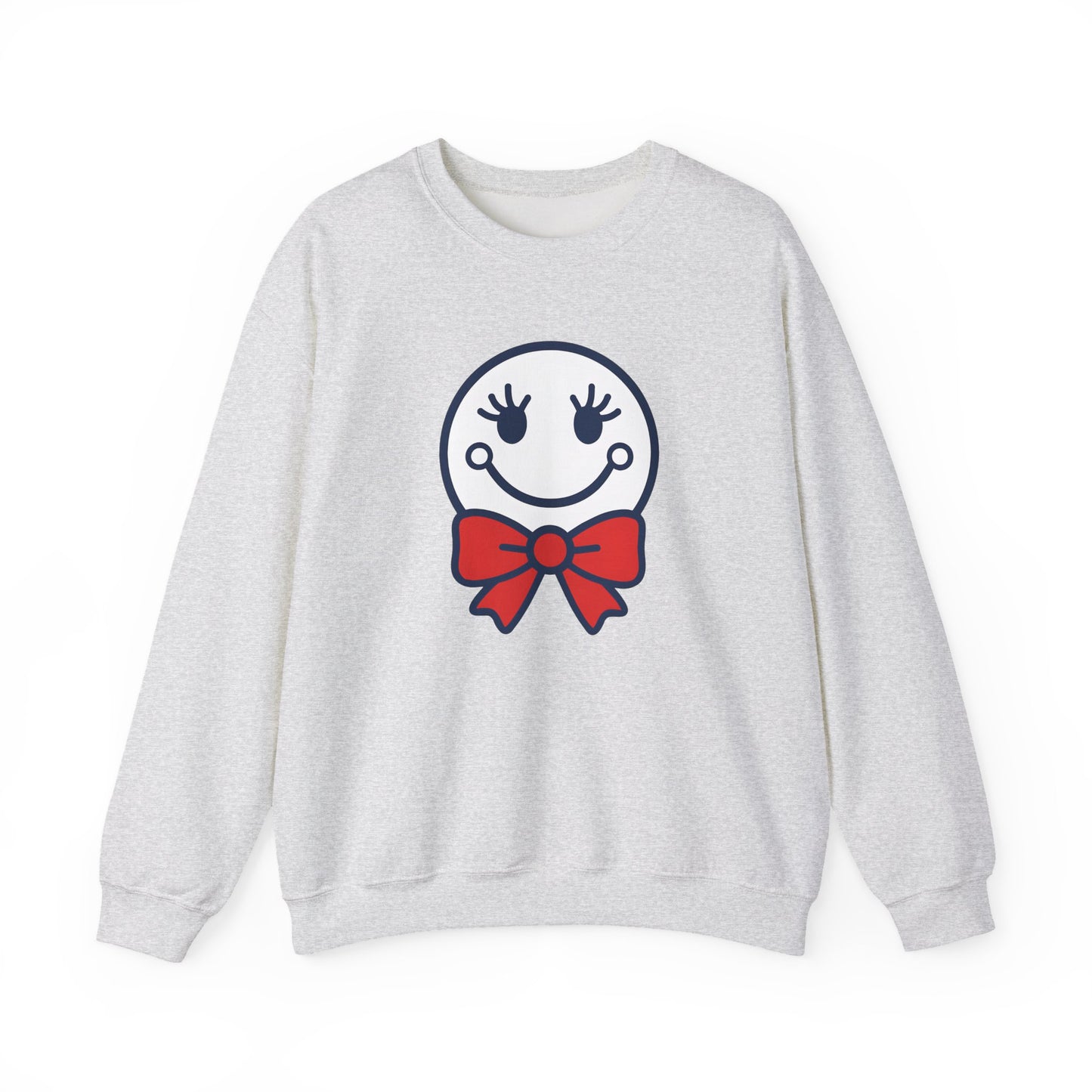 Cute Smiley with Red Croquet Bow Face Sweatshirt