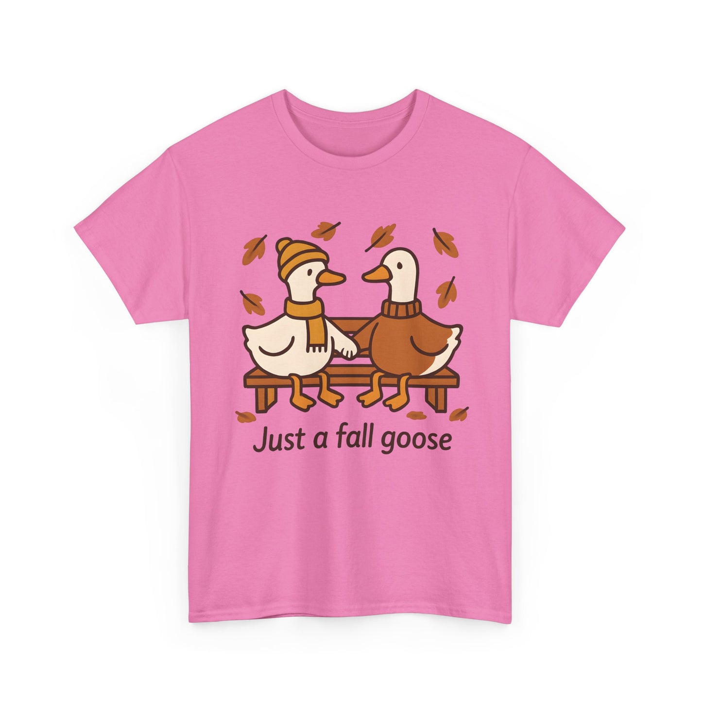 Fall Couple Goose Tee, Autumn-Themed Heavy Cotton Tee