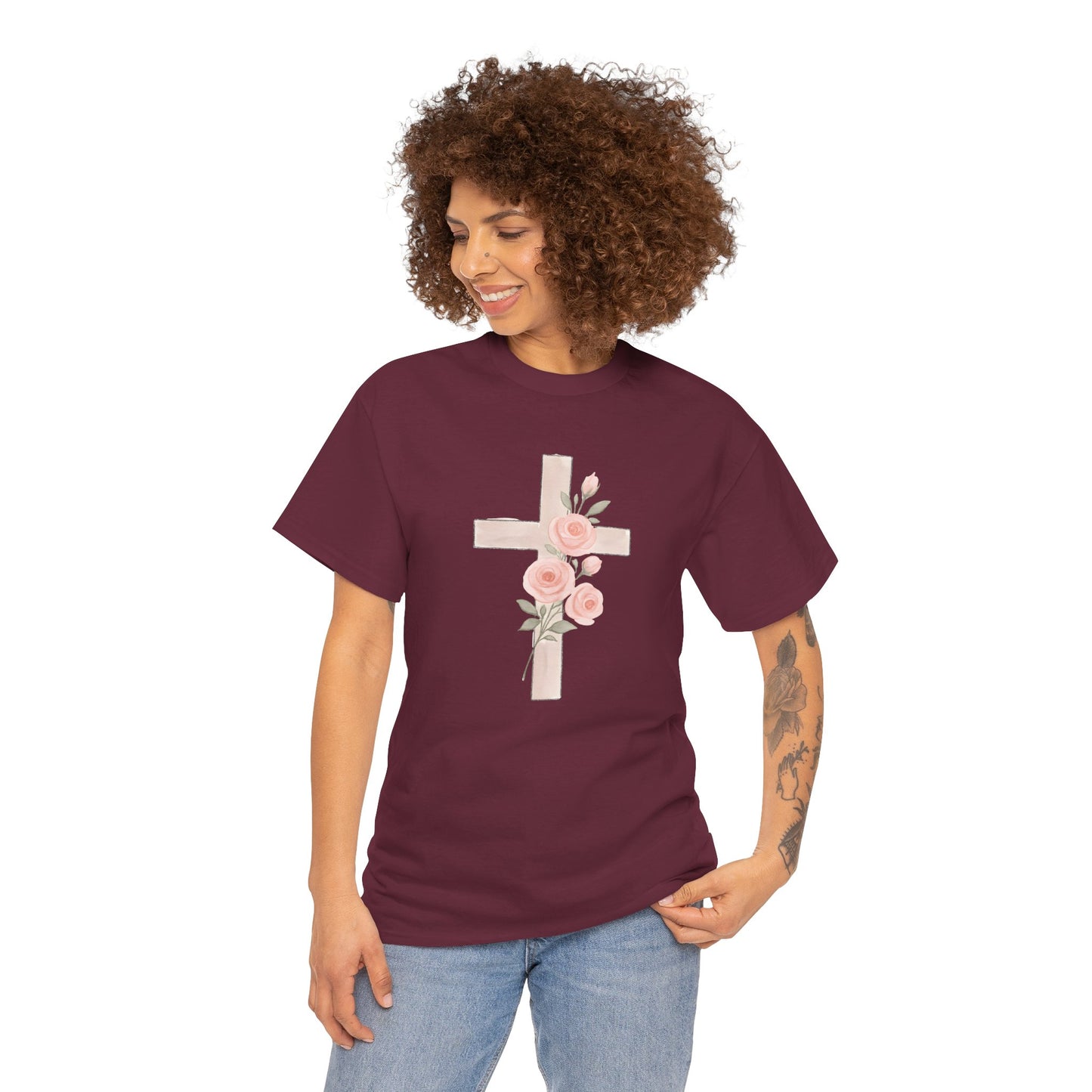 Floral Cross Tee, Christian T-Shirt