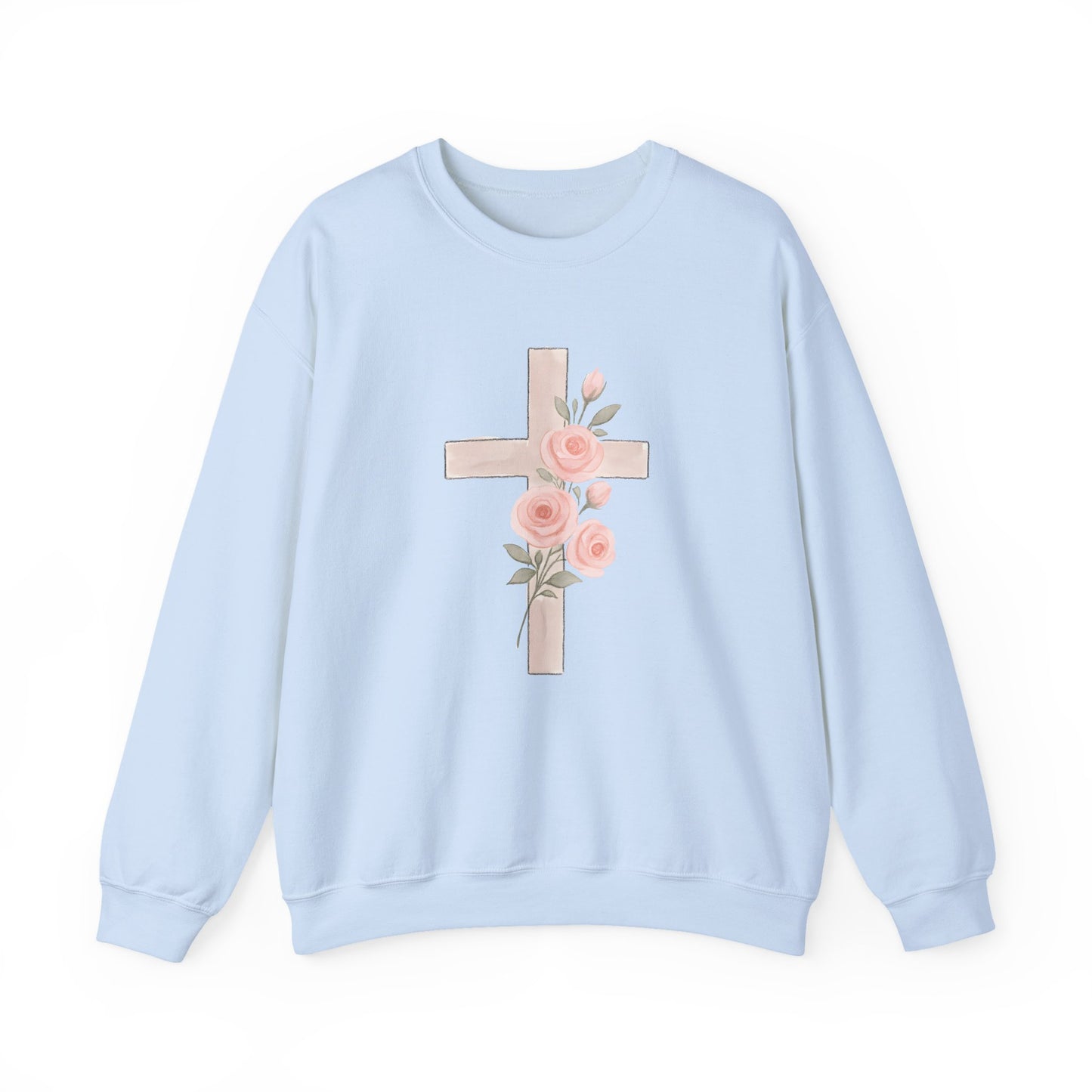 Cross and Christian Floral Crewneck Sweatshirt