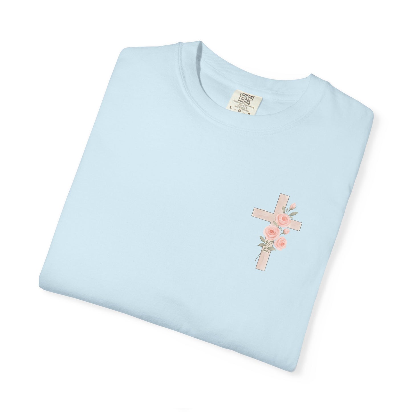 Floral Cross Unisex Garment-Dyed T-shirt