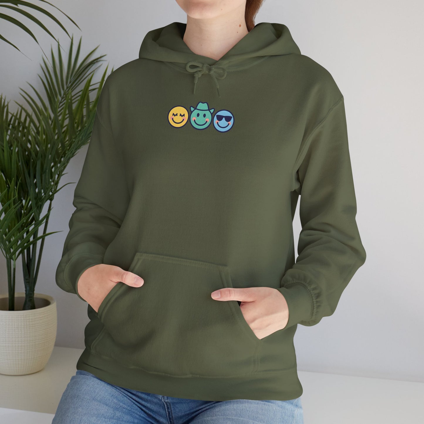 Chill Vibes Hoodie: Unisex Heavy Blend Sweatshirt with Fun Emoji Design