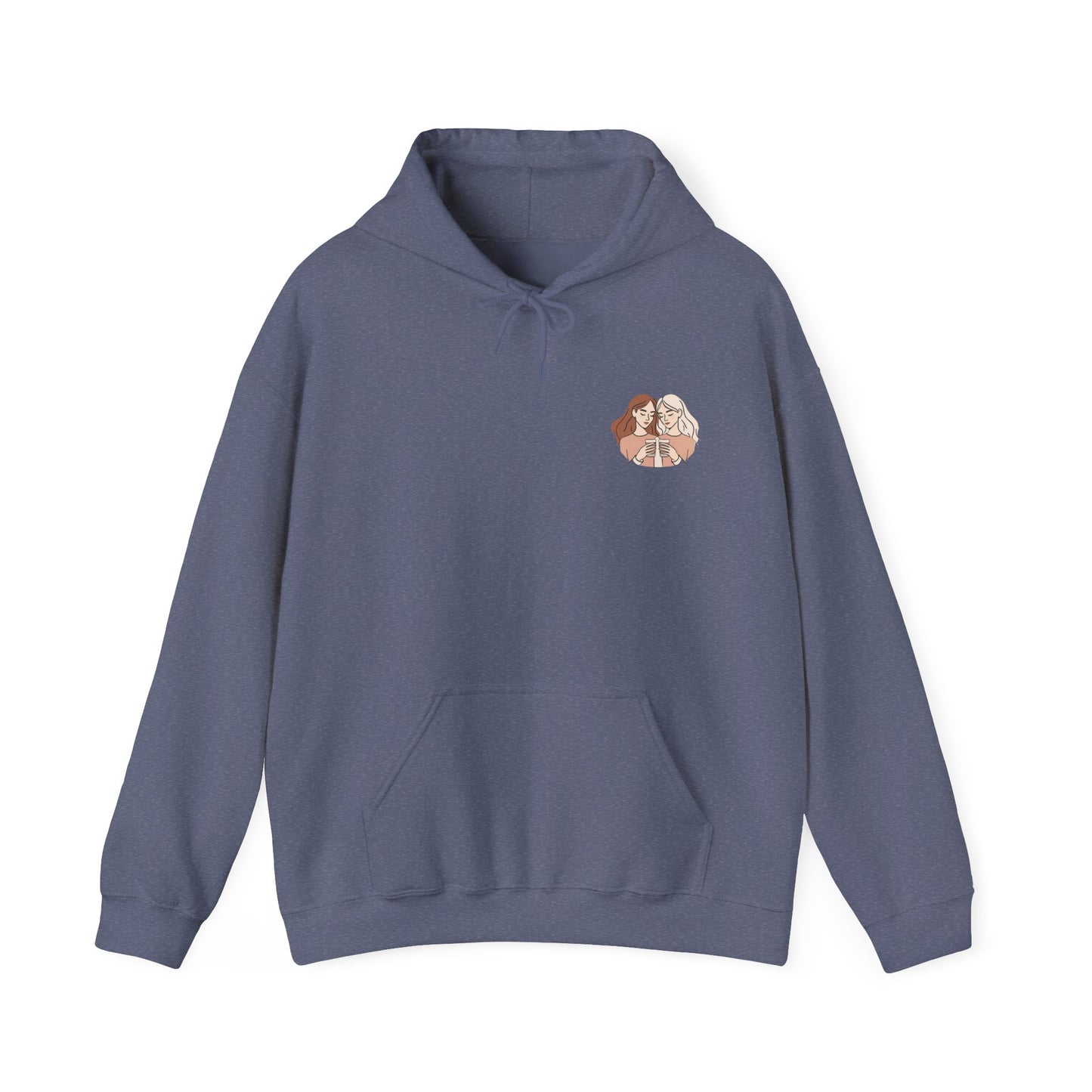 Cozy Hooded Sweatshirt with Artistic Design for Friends