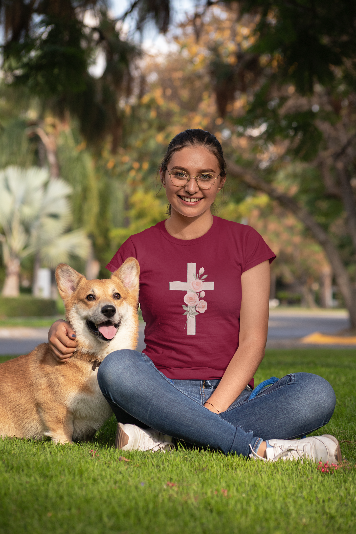 Floral Cross Tee, Christian T-Shirt