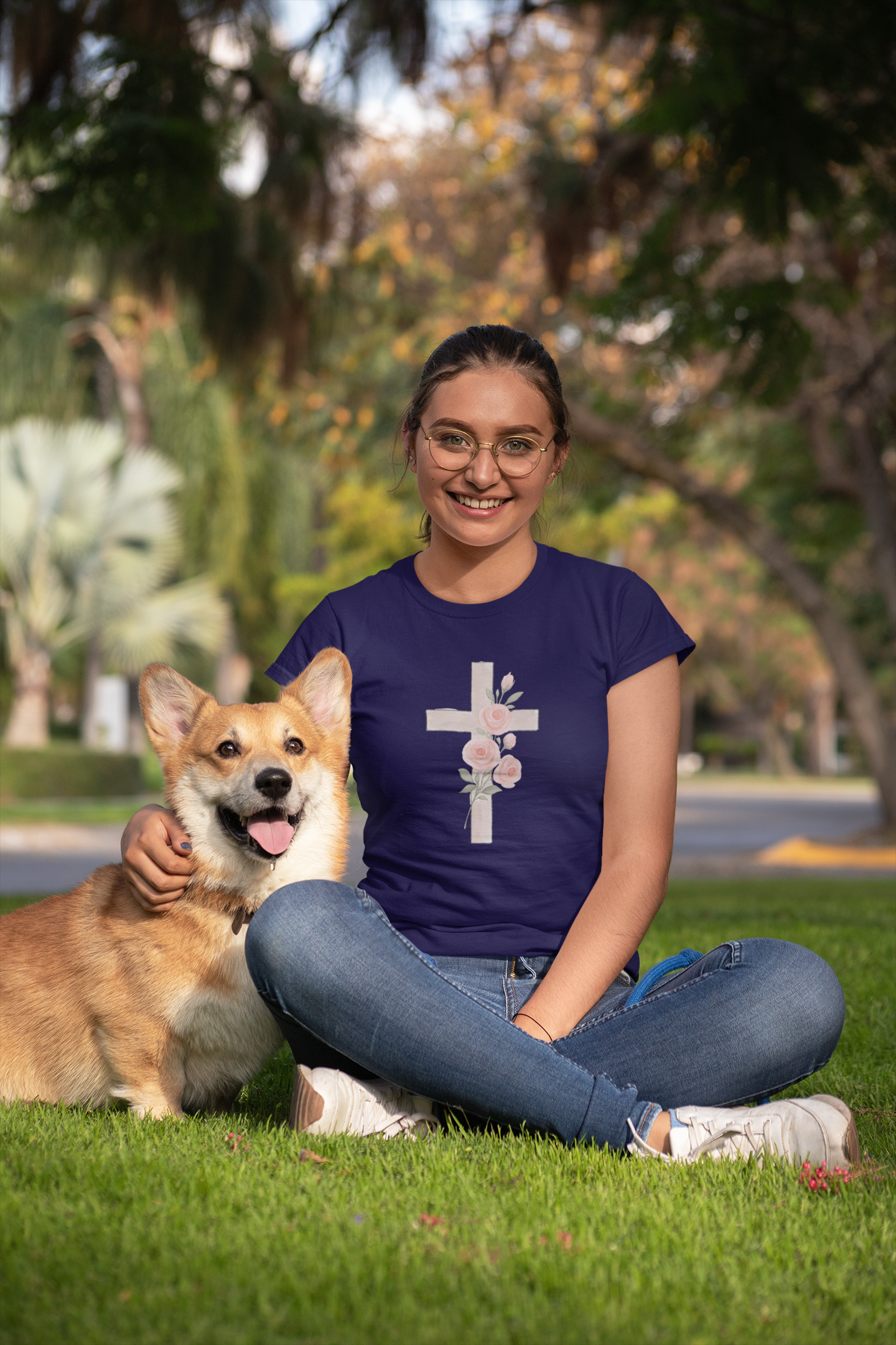 Floral Cross Tee, Christian T-Shirt