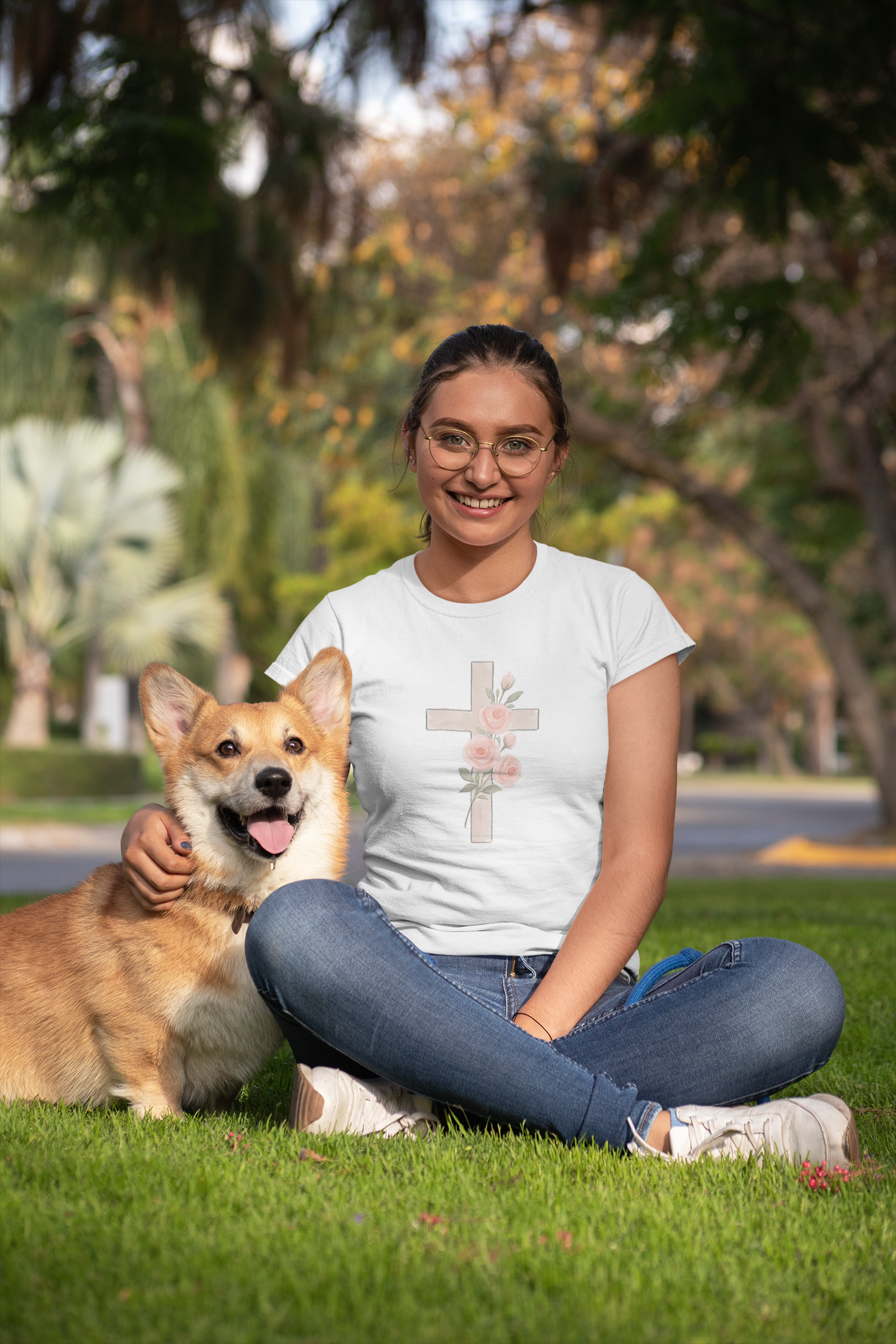 Floral Cross Tee, Christian T-Shirt
