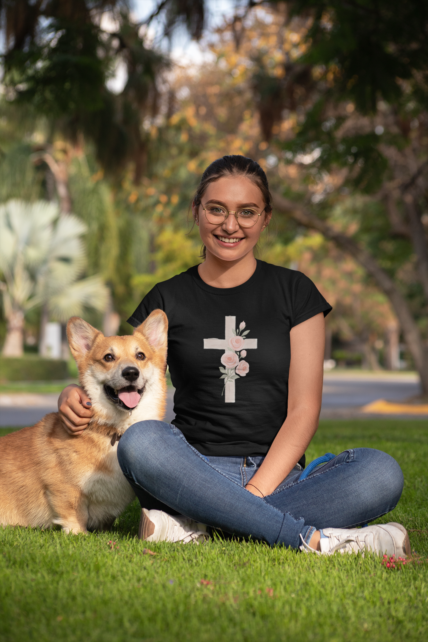Floral Cross Tee, Christian T-Shirt